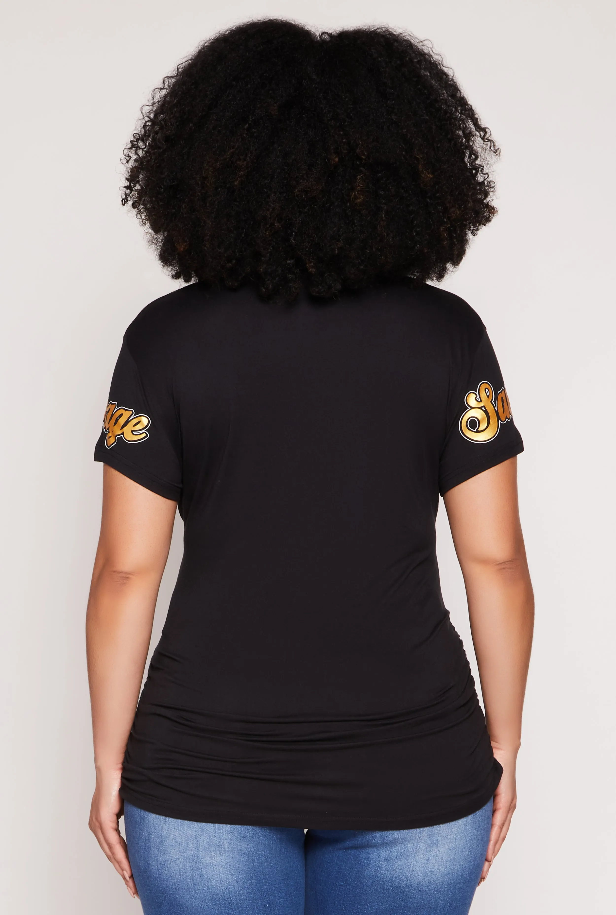 Plus Size Savage Lip Graphic Ruched Top sold by Rainbow product image thumbnail 5