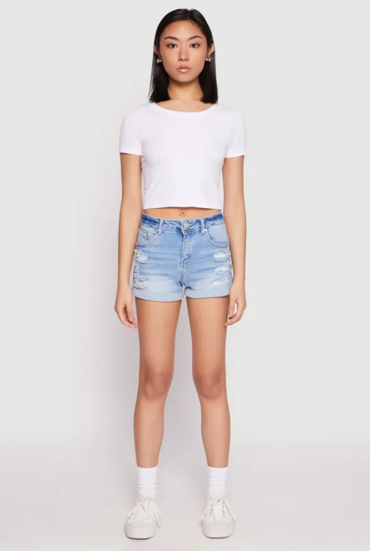 WAX Distressed Denim Shorts sold by Rainbow