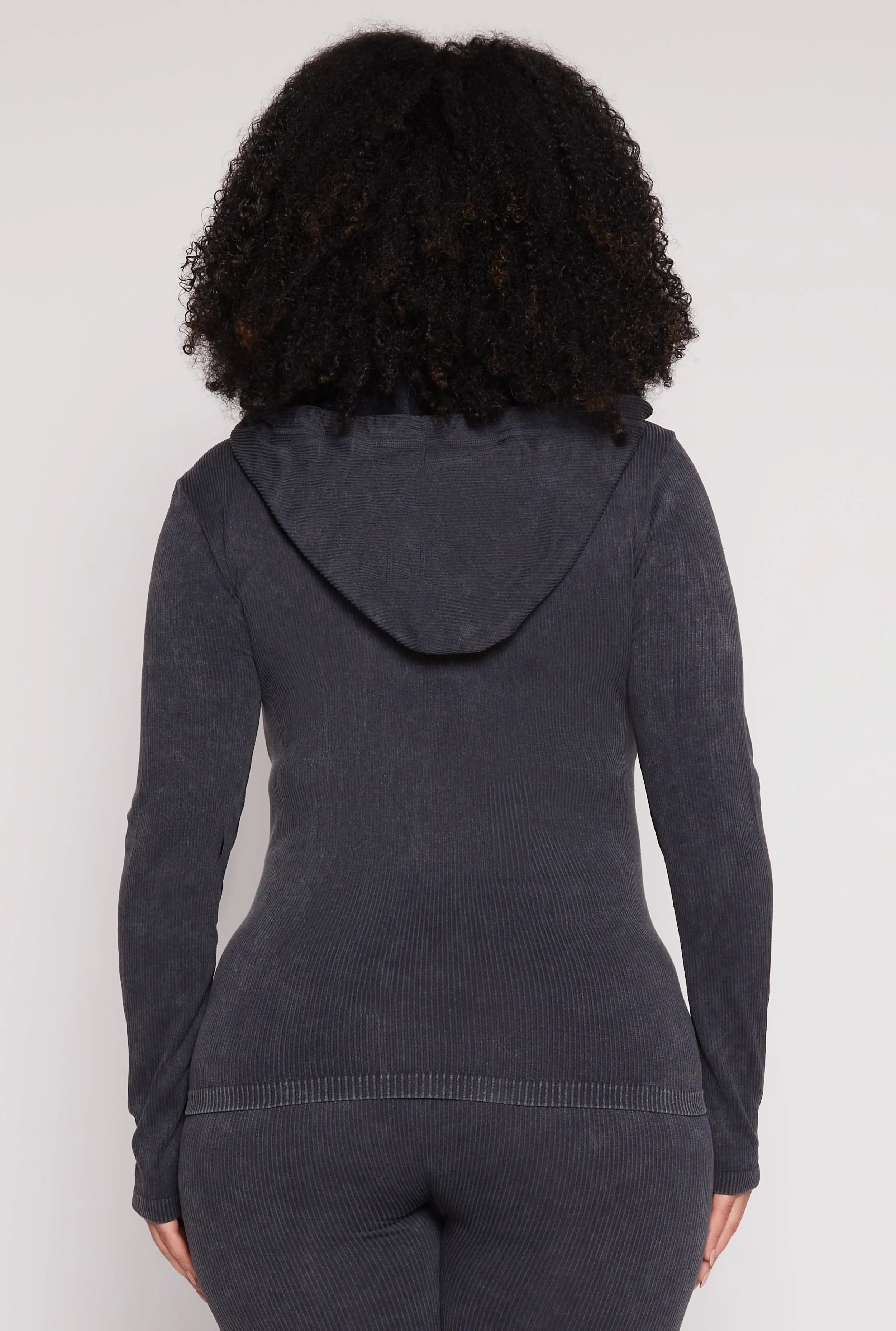 Plus Size Seamless Acid Wash Zip Front Hoodie sold by Rainbow product image thumbnail 5