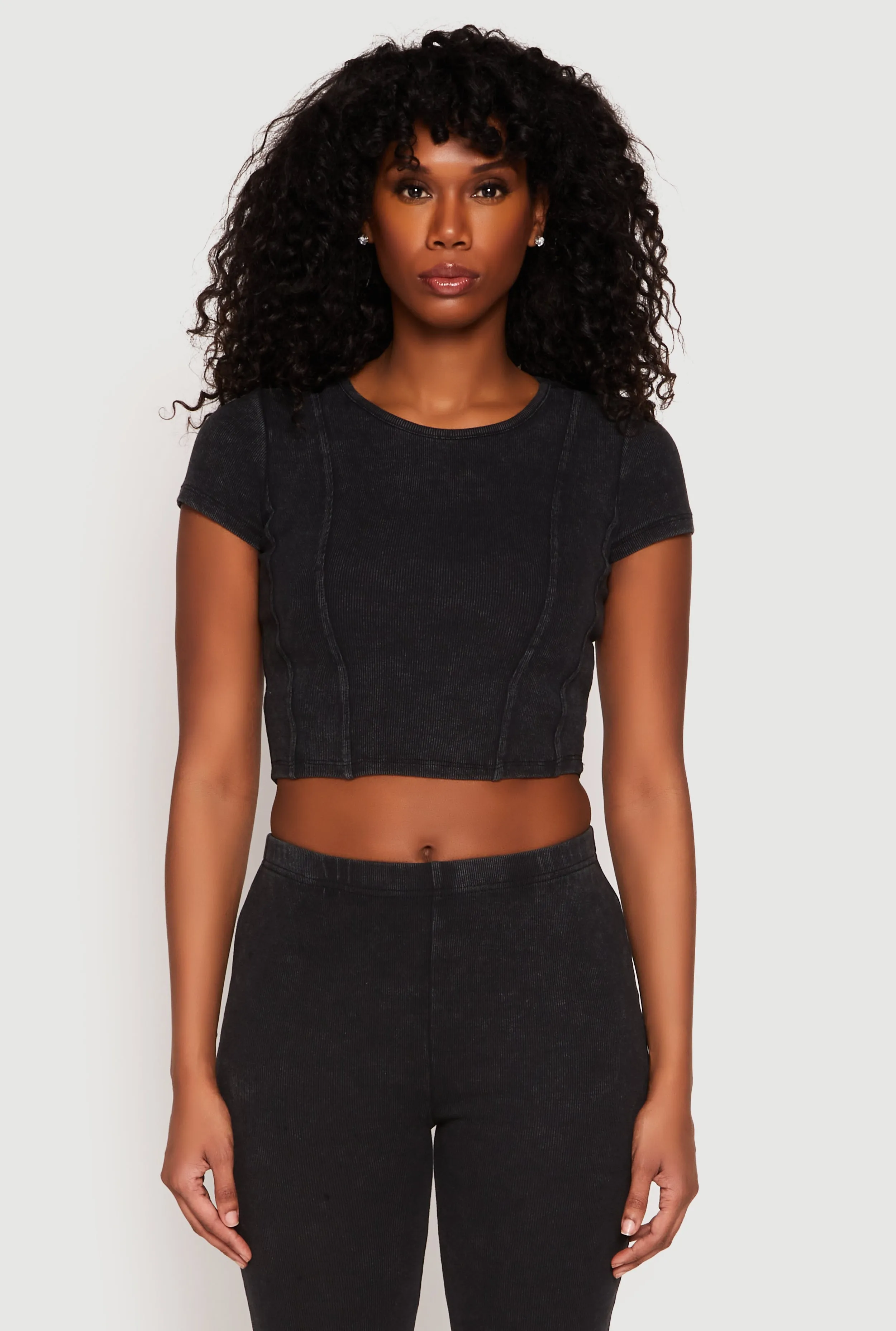 Almost Famous Ribbed Knit Crop Top sold by Rainbow