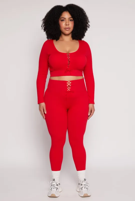 Plus Size Seamless Lace Up Leggings sold by Rainbow