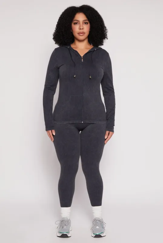 Plus Size Seamless Acid Wash Leggings sold by Rainbow