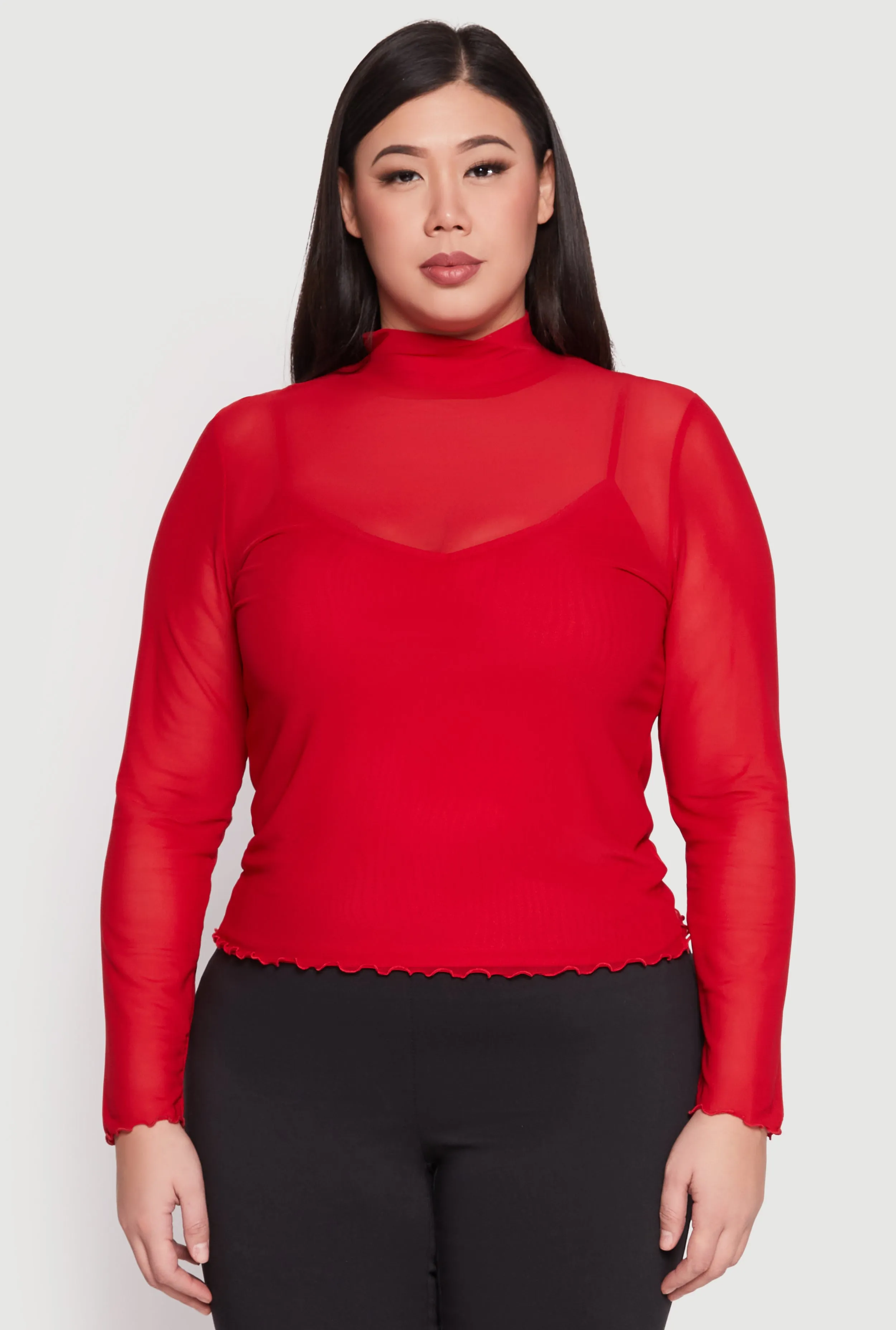 Plus Size Lined Mesh Mock Neck Top sold by Rainbow product image thumbnail 2