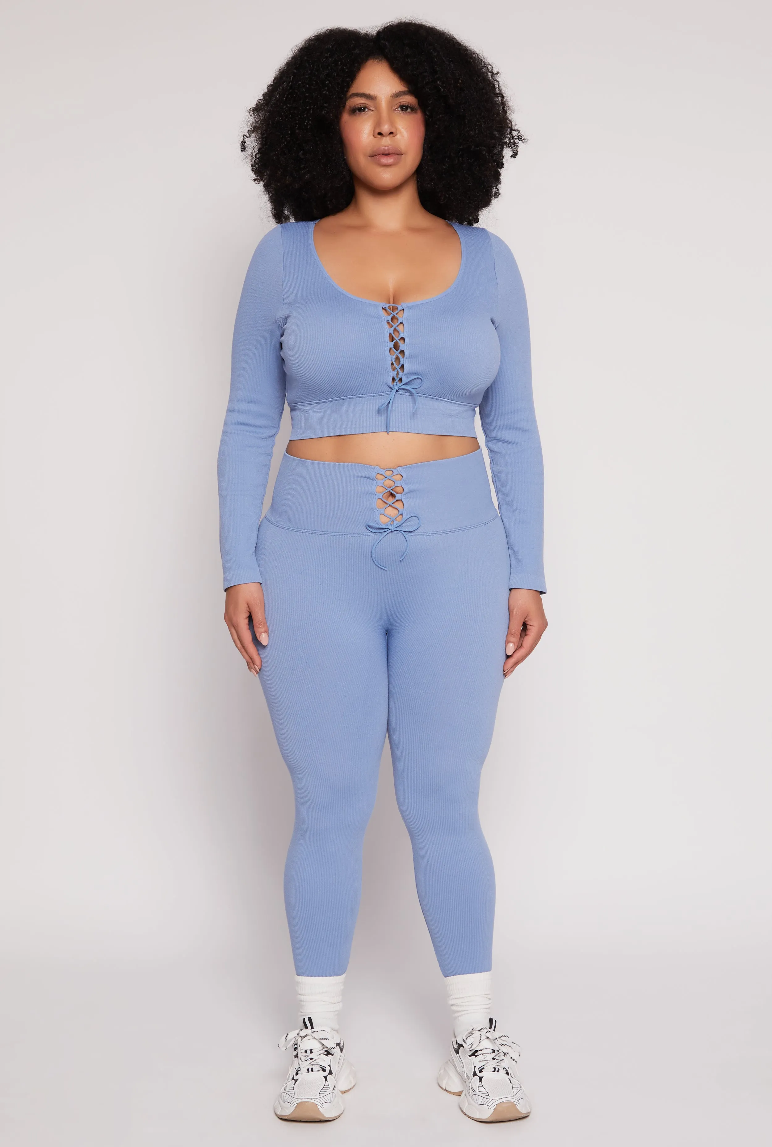 Plus Size Seamless Lace Up Leggings sold by Rainbow