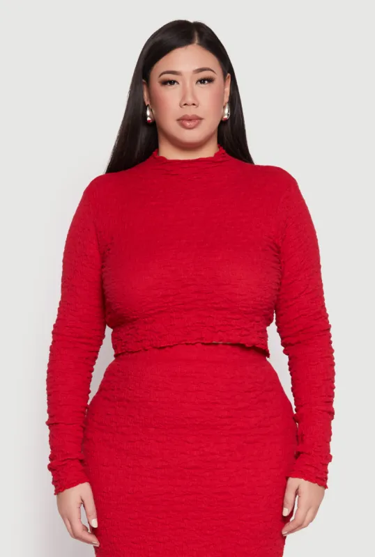 Plus Size Almost Famous Textured Knit Funnel Neck Top sold by Rainbow