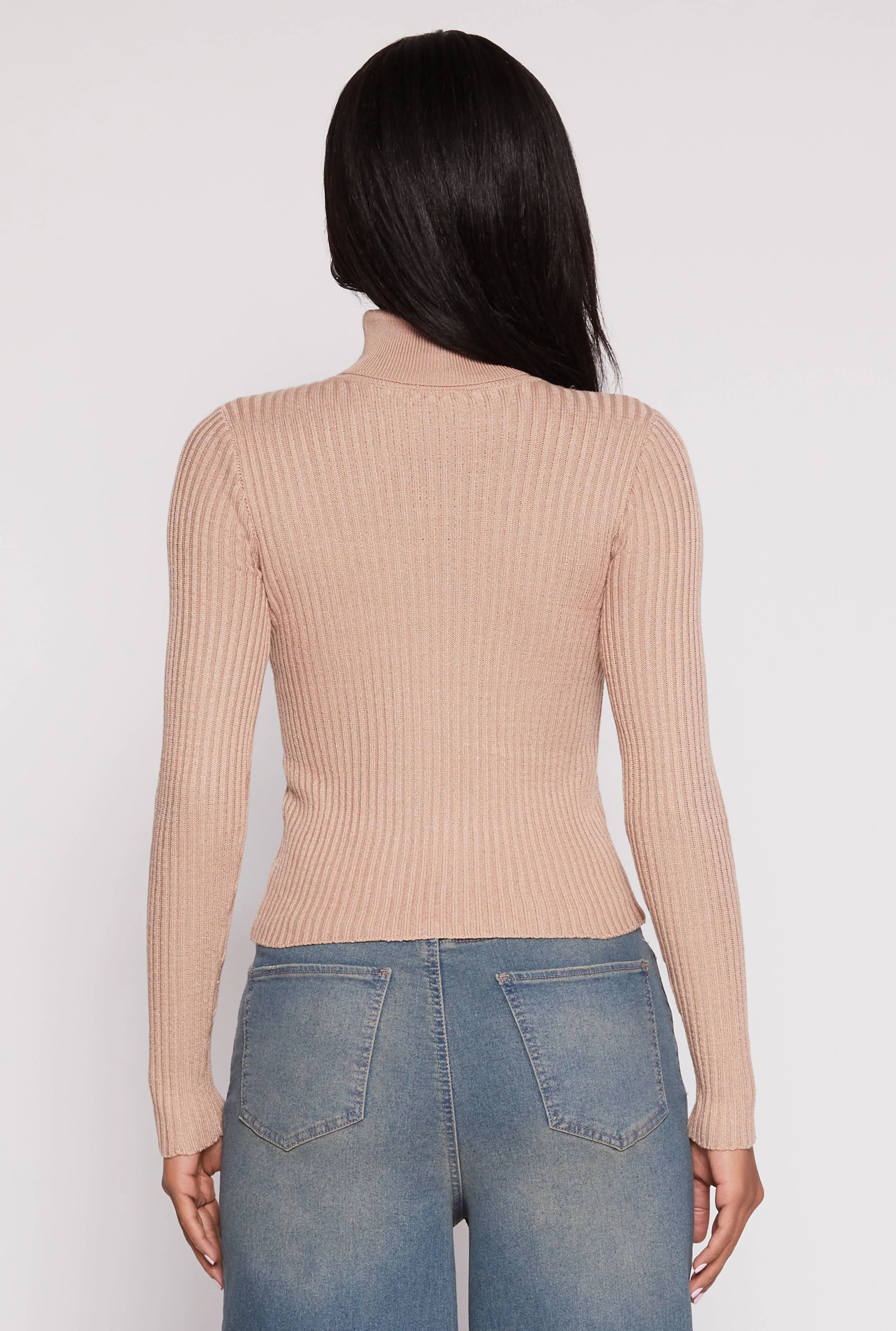 Ribbed Knit Cut Out Turtleneck Sweater sold by Rainbow product image thumbnail 5