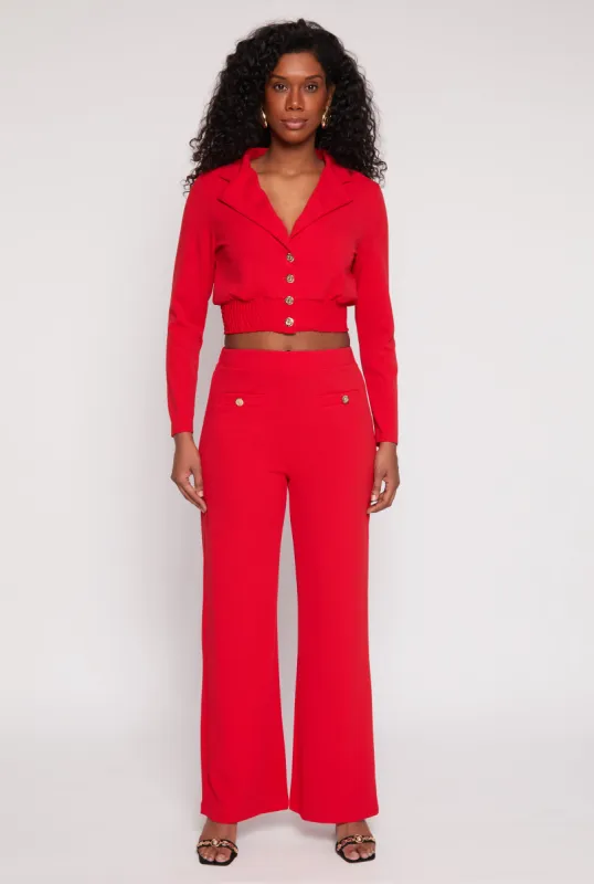 Button Detail Wide Leg Dress Pants sold by Rainbow
