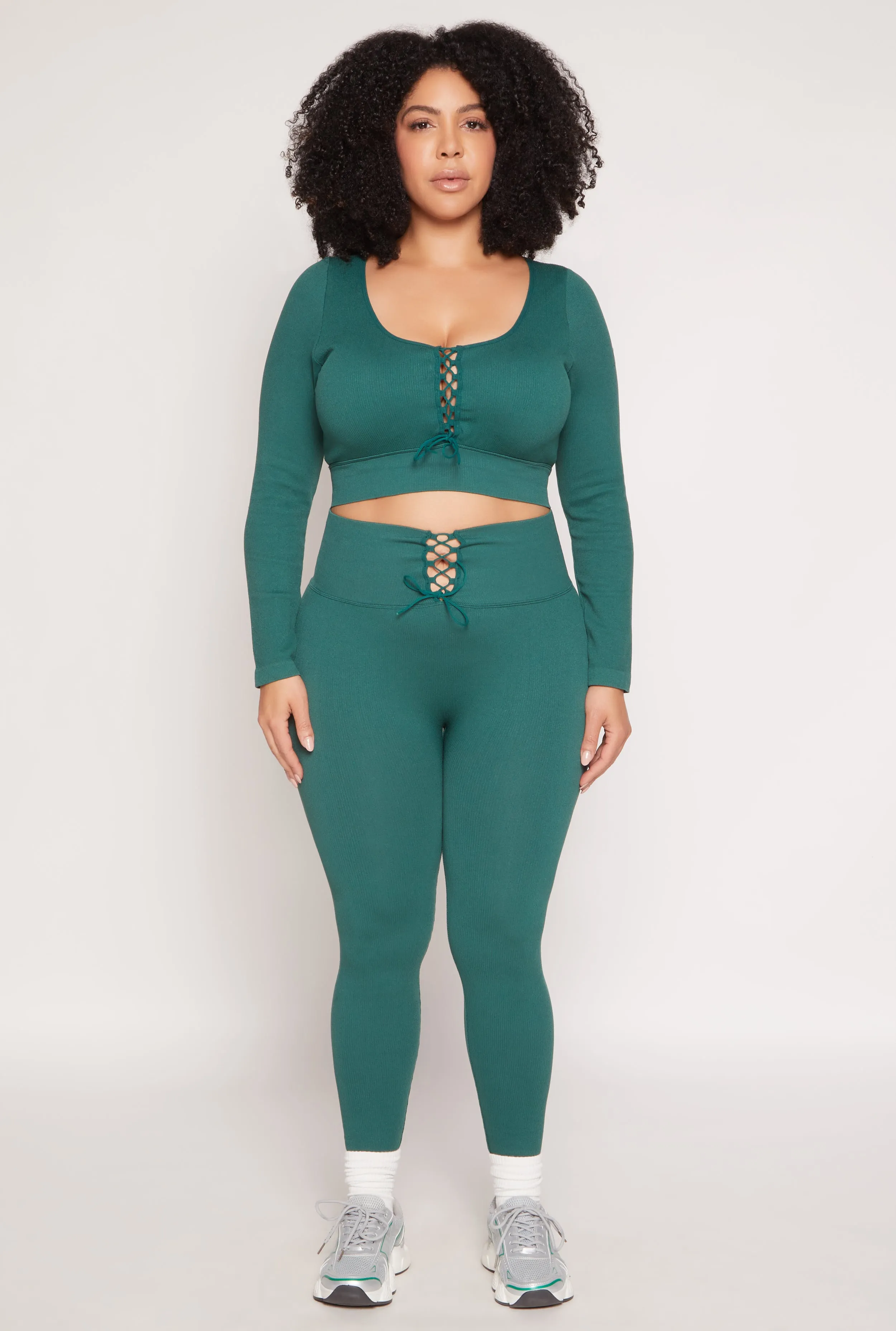 Plus Size Seamless Lace Up Leggings sold by Rainbow