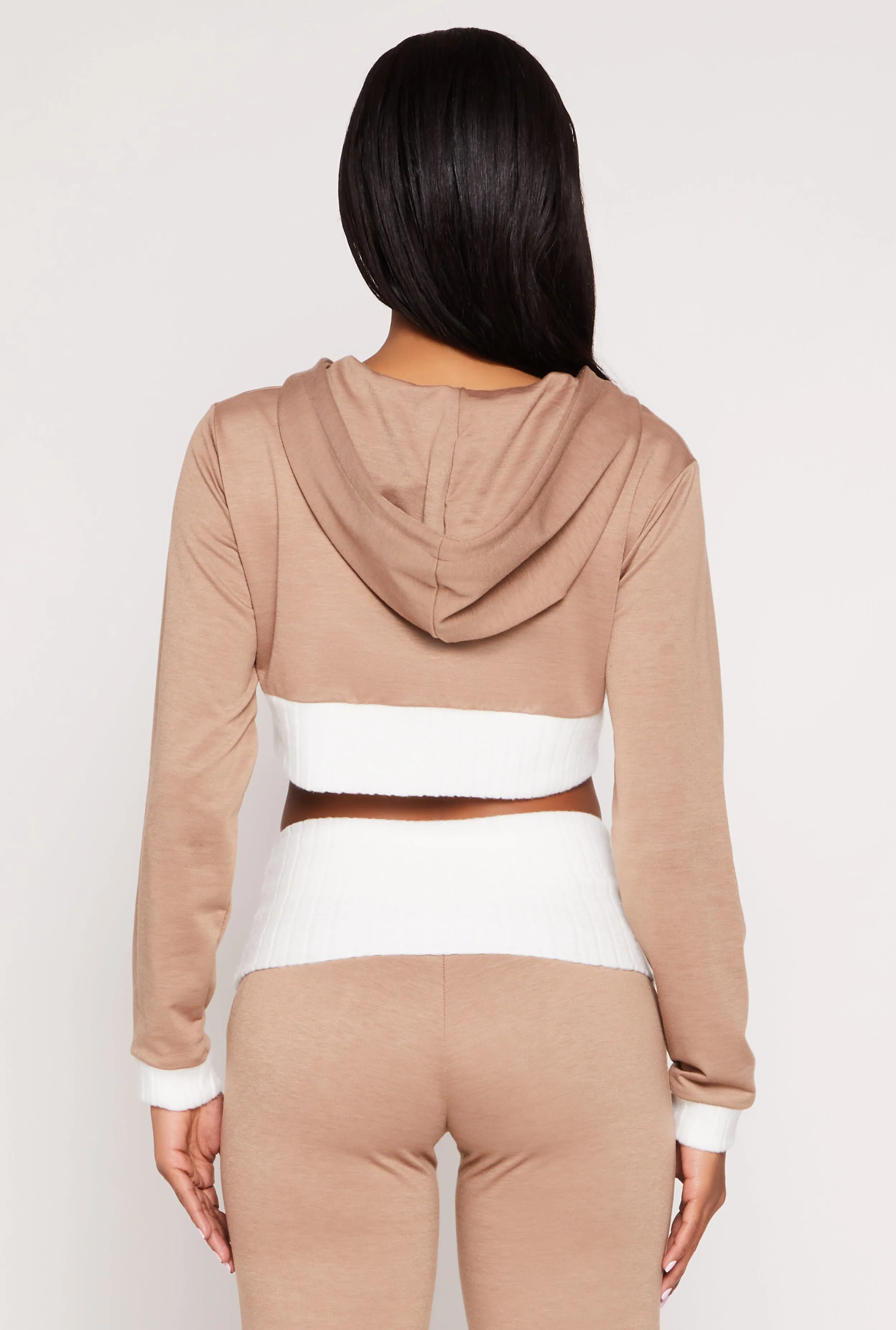 Two Tone Trim Cropped Hooded Sweatshirt sold by Rainbow product image thumbnail 5