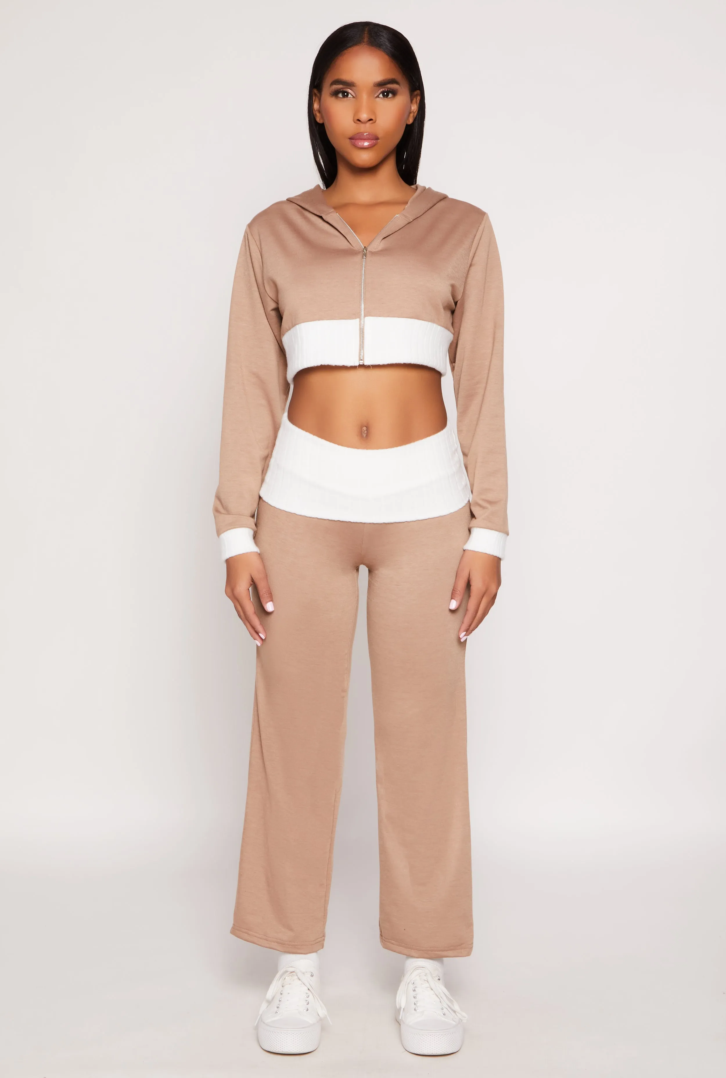 Two Tone Trim Cropped Hooded Sweatshirt sold by Rainbow product image thumbnail 2