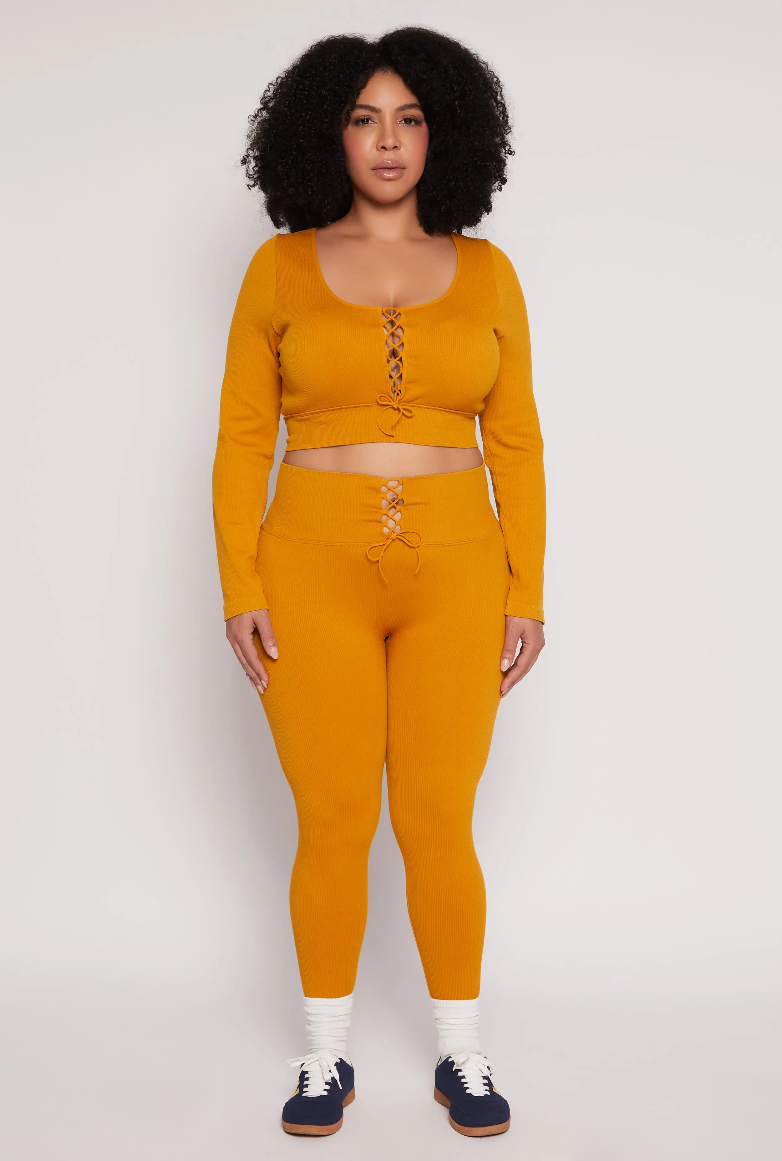 Plus Size Seamless Lace Up Leggings sold by Rainbow