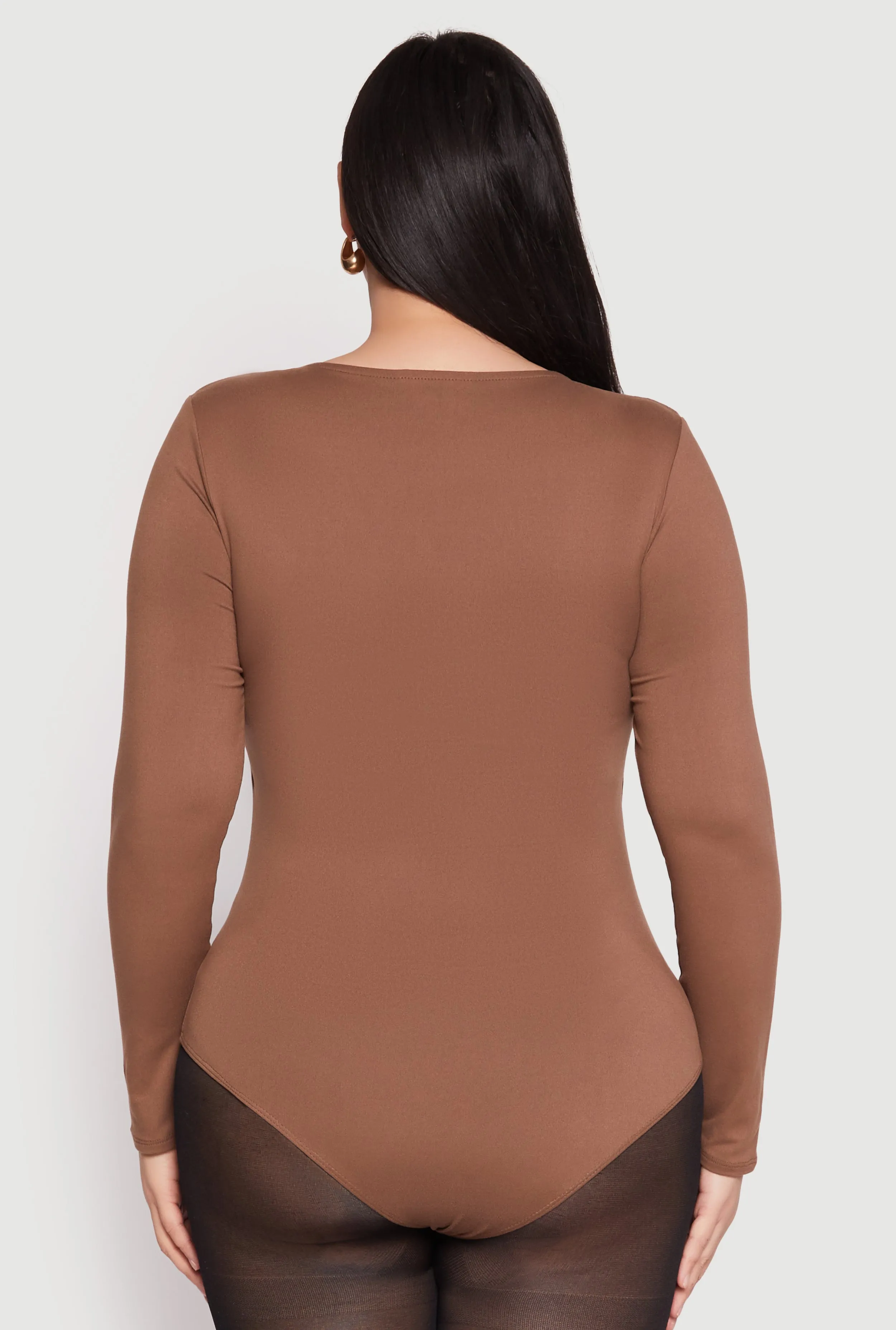 Plus Size Long Sleeve V Neck Bodysuit sold by Rainbow product image thumbnail 5