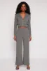 Button Detail Wide Leg Dress Pants sold by Rainbow