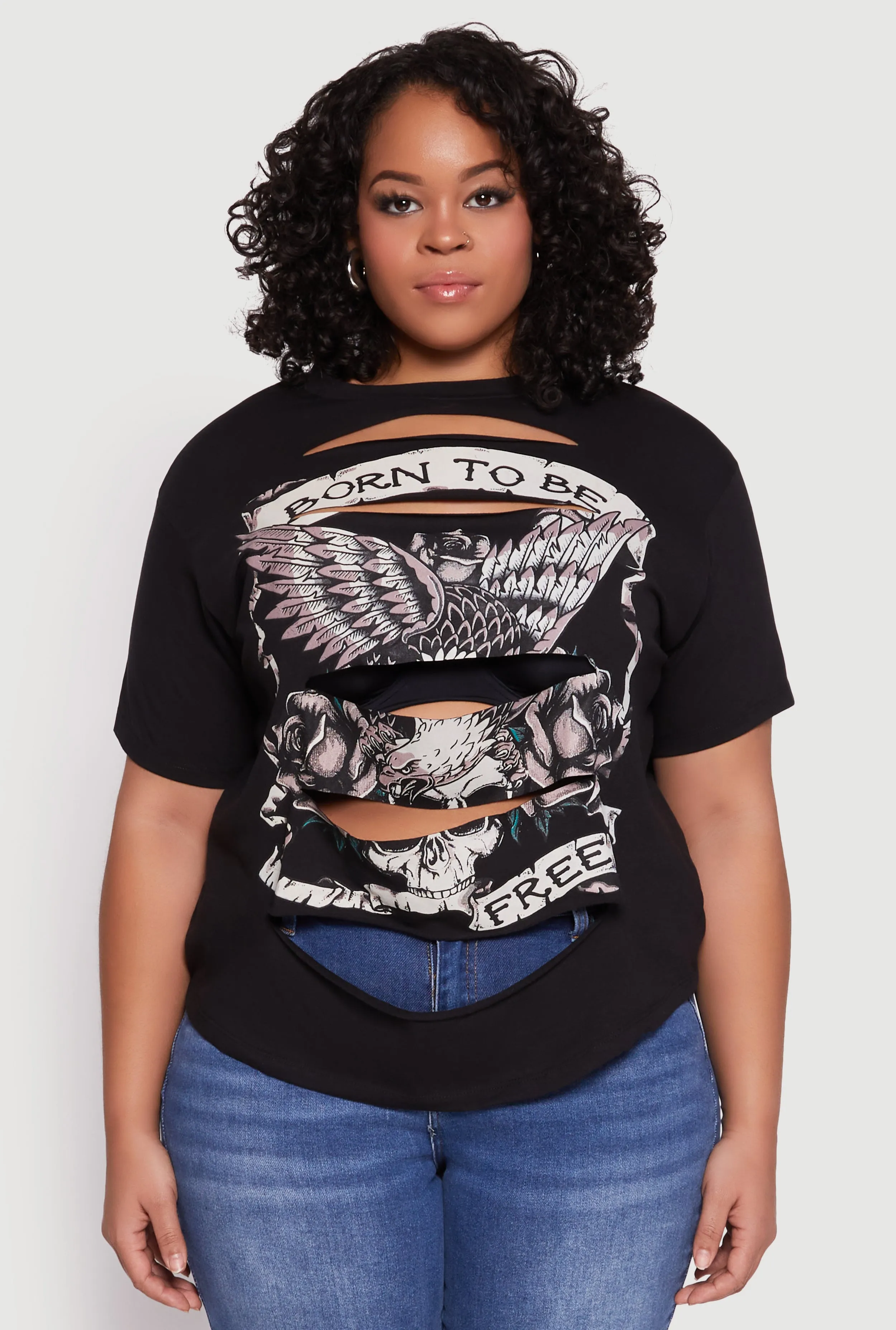 Plus Size Slashed Born To Be Free Tee sold by Rainbow product image thumbnail 2
