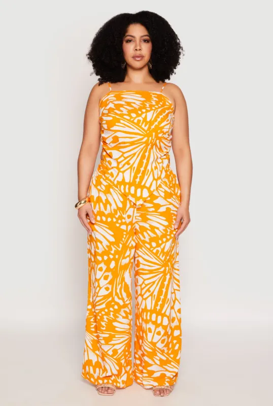 Plus Size Abstract Butterfly Print Palazzo Pants sold by Rainbow