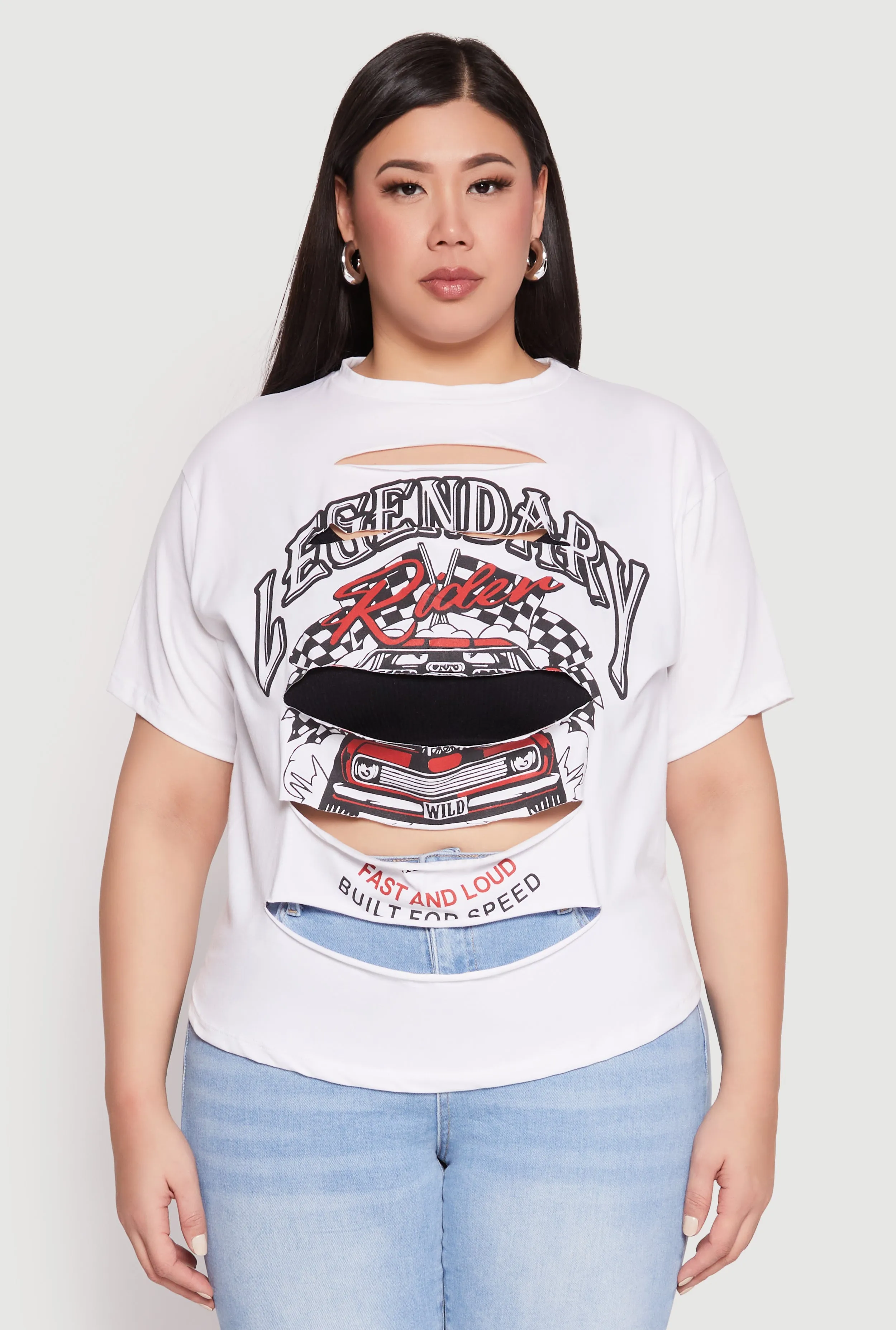 Plus Size Slashed Legendary Rider Tee sold by Rainbow product image thumbnail 2
