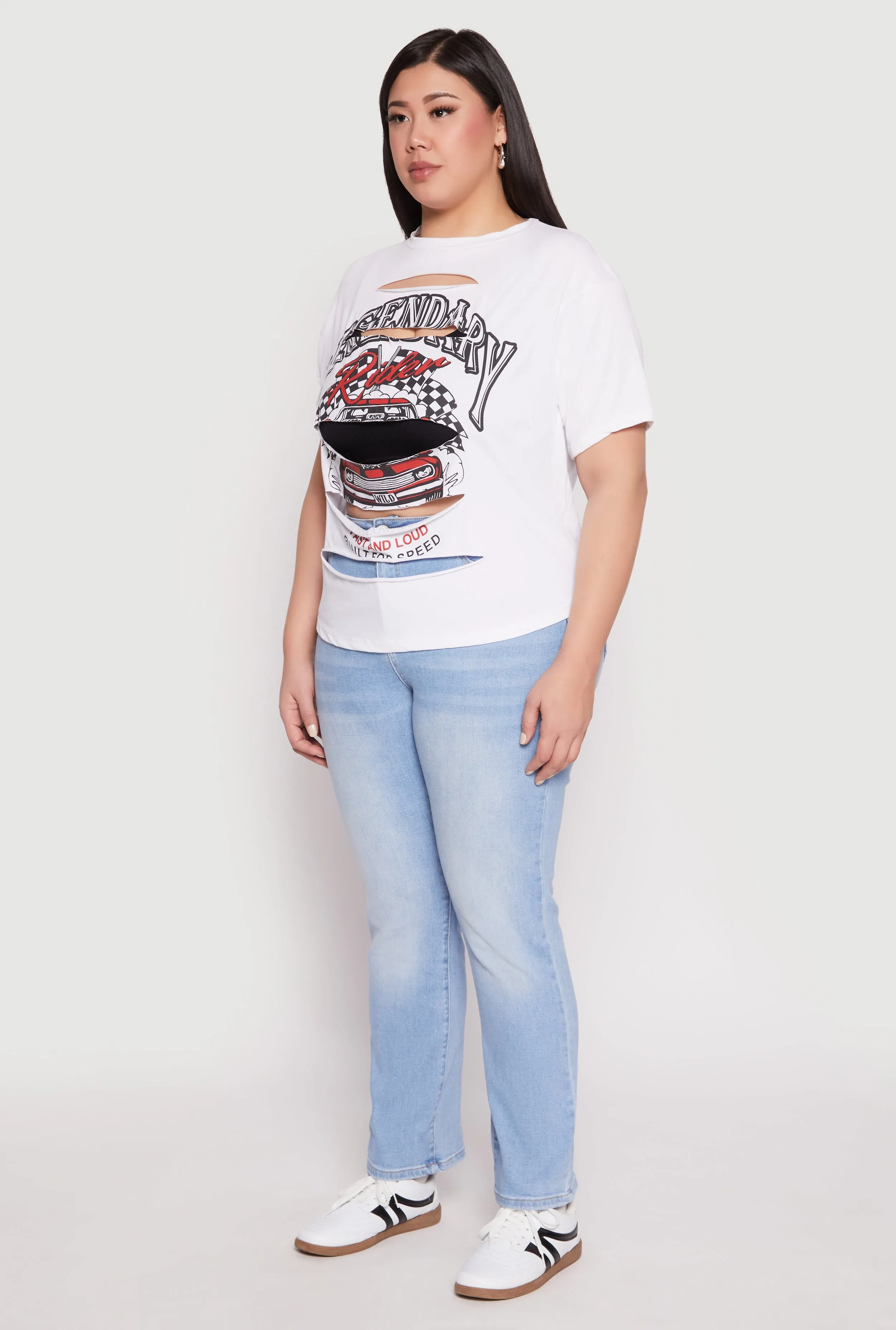 Plus Size Slashed Legendary Rider Tee sold by Rainbow product image thumbnail 3