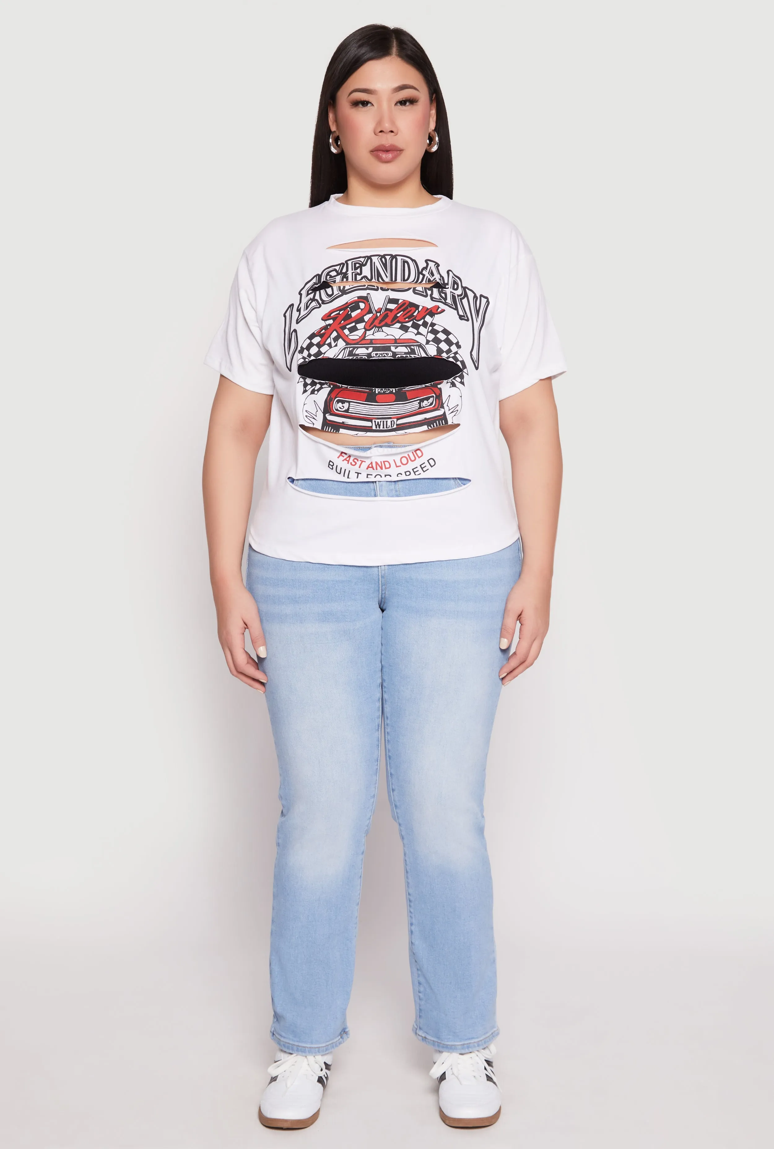 Plus Size Slashed Legendary Rider Tee sold by Rainbow