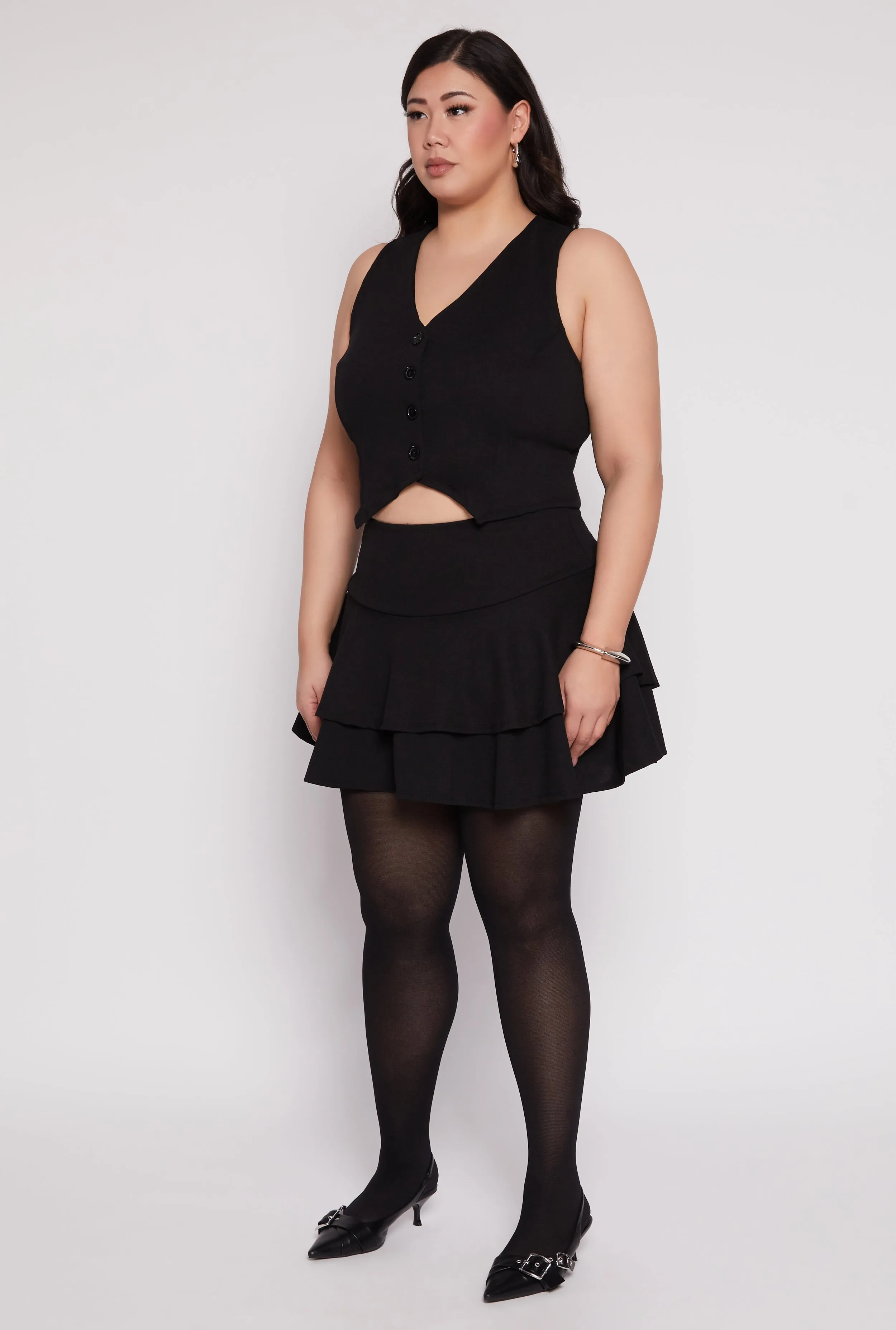 Plus Size Crepe Knit Cropped Blazer Vest sold by Rainbow product image thumbnail 3