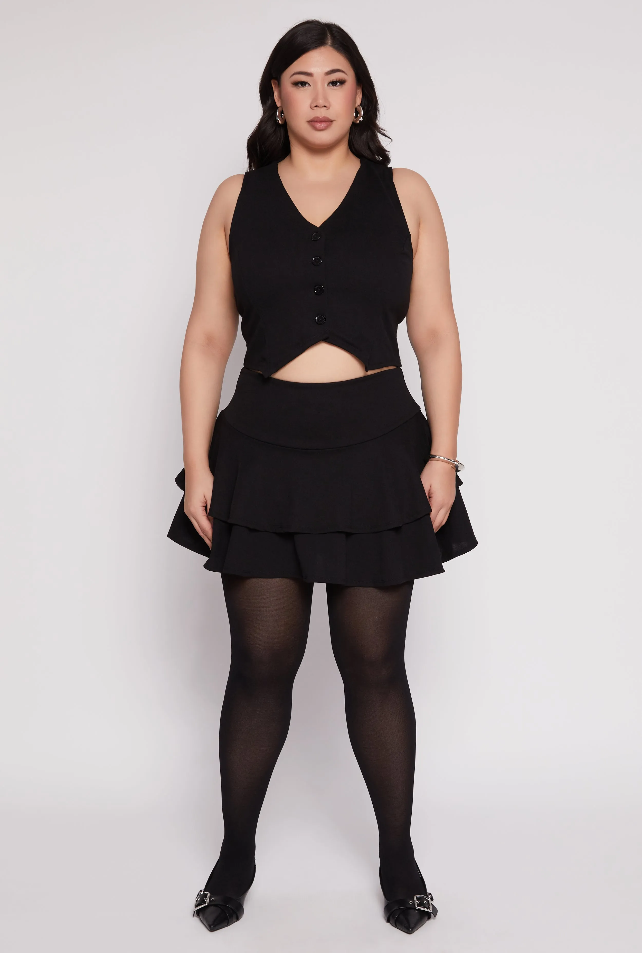 Plus Size Crepe Knit Cropped Blazer Vest sold by Rainbow product image thumbnail 2