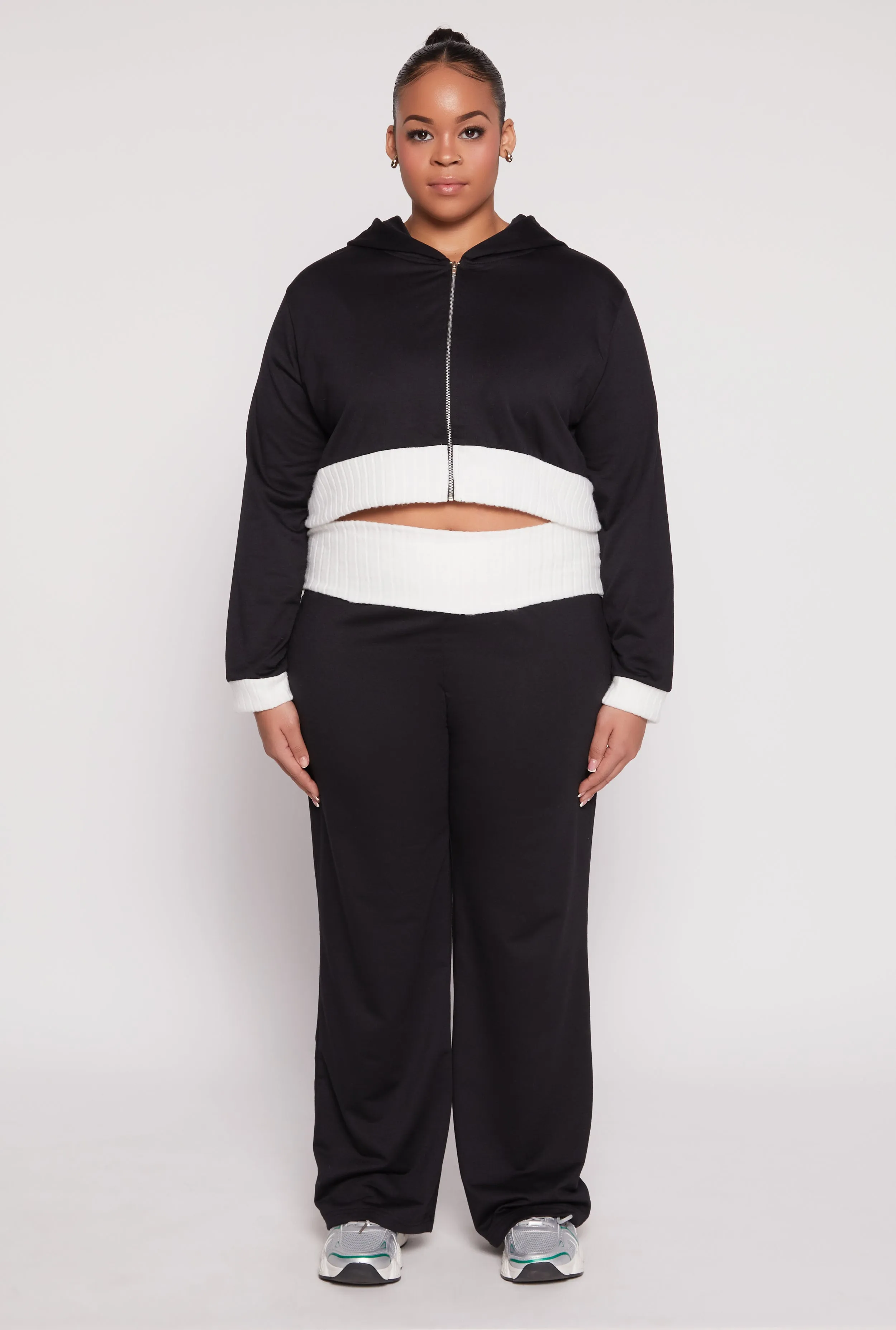 Plus Size Two Tone Trim Hooded Sweatshirt sold by Rainbow product image thumbnail 2