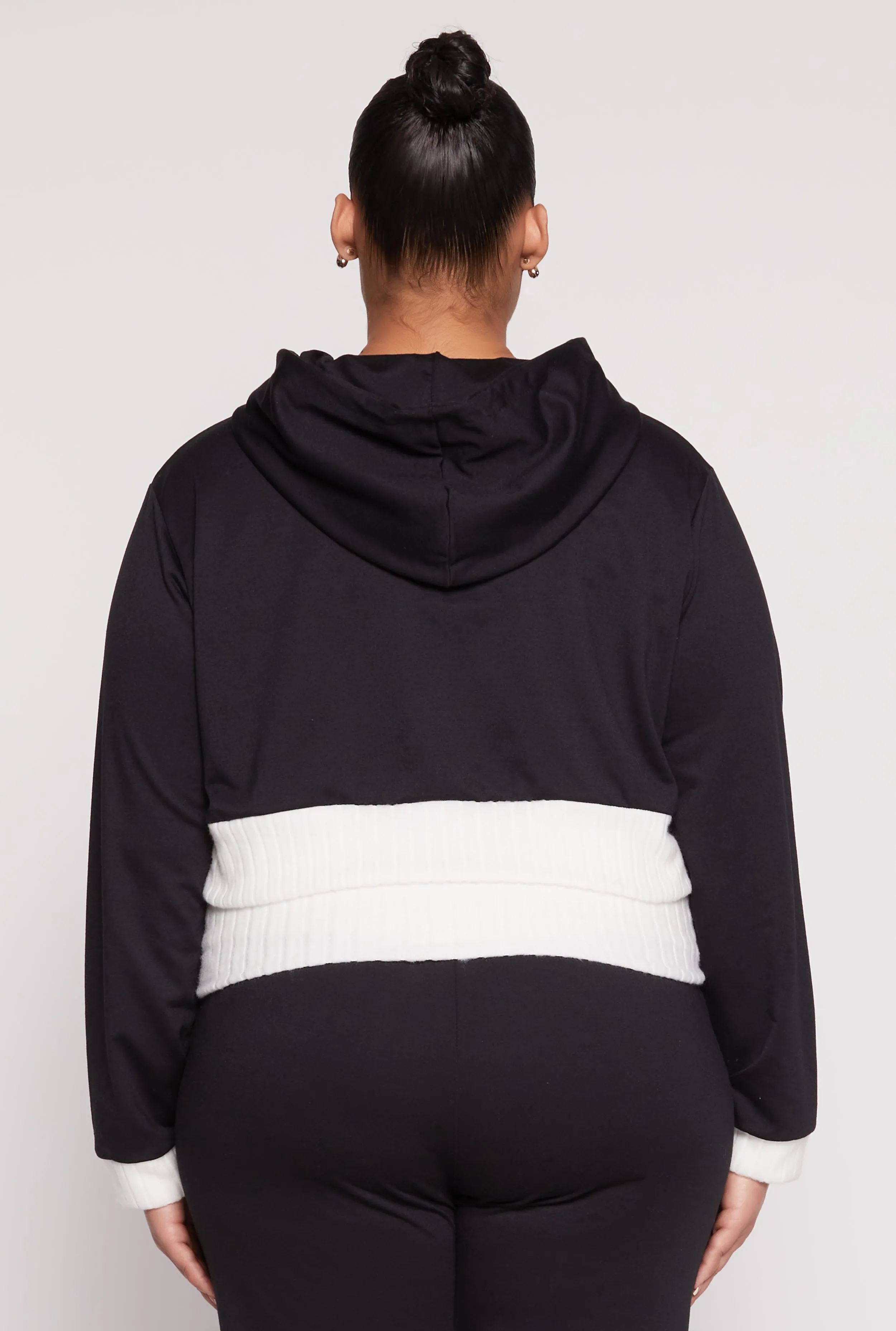 Plus Size Two Tone Trim Hooded Sweatshirt sold by Rainbow product image thumbnail 5