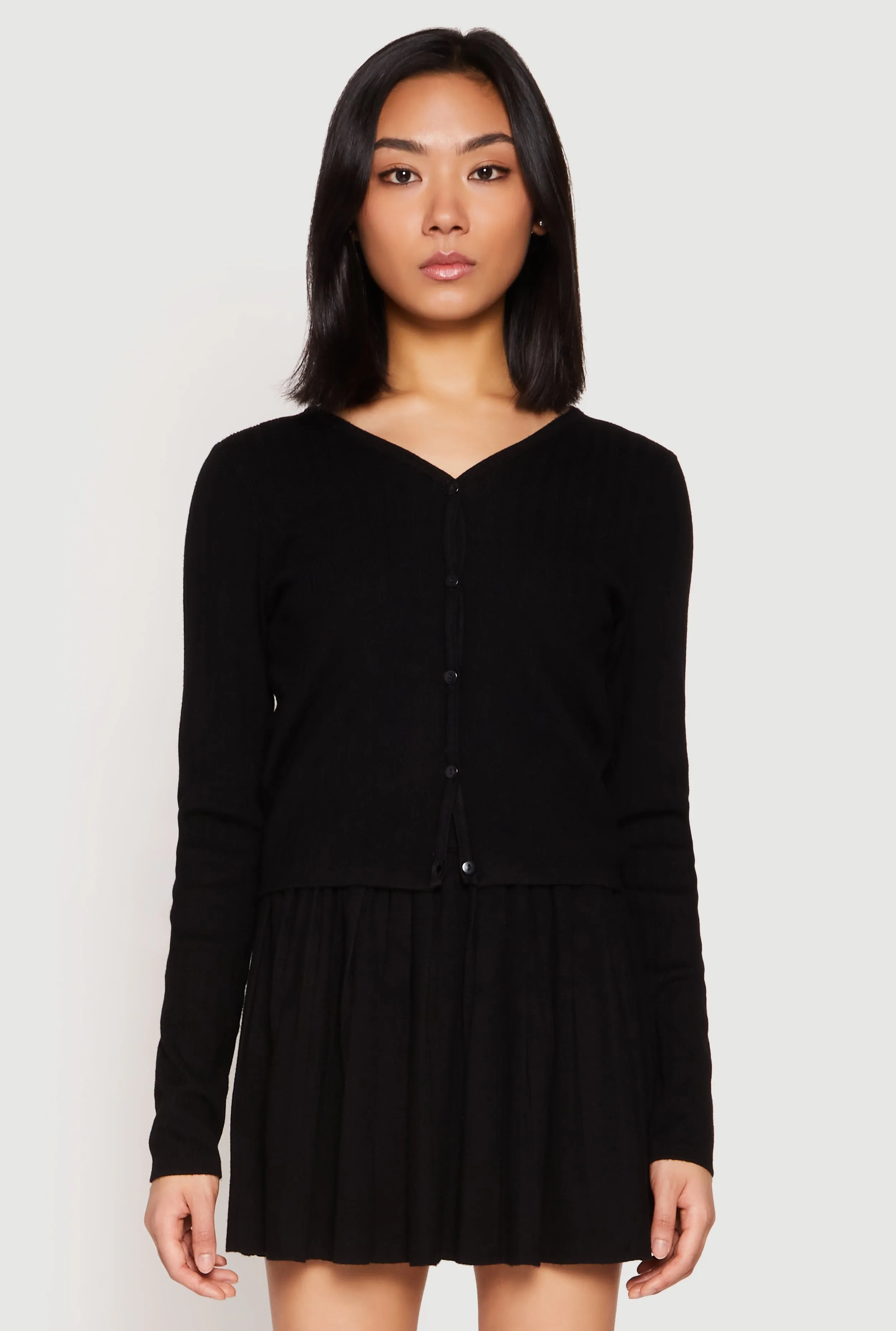 Ribbed Knit Long Sleeve Cardigan sold by Rainbow