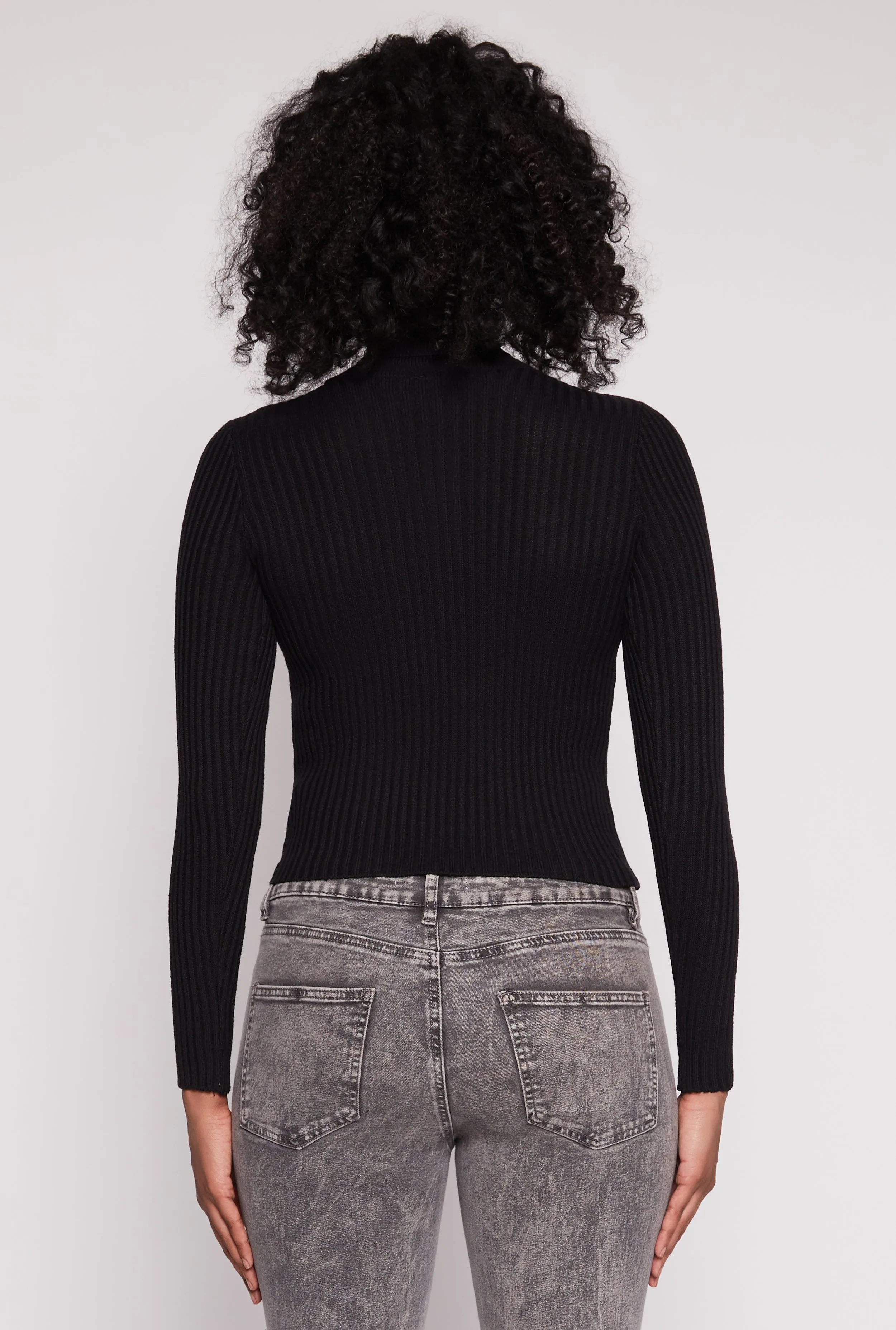 Ribbed Knit Cut Out Turtleneck Sweater sold by Rainbow product image thumbnail 5