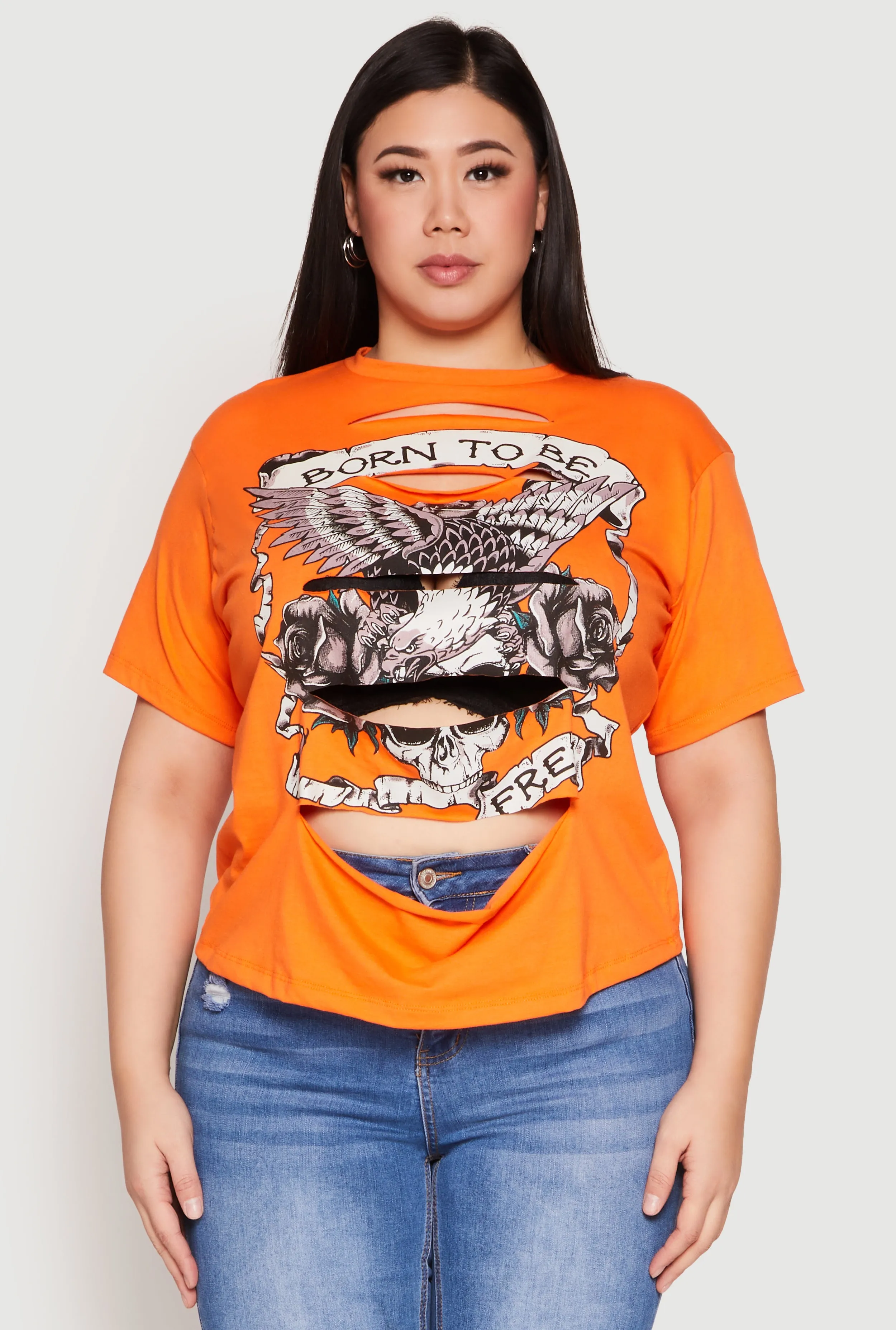 Plus Size Slashed Born To Be Free Tee sold by Rainbow product image thumbnail 2