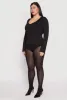 Plus Size Long Sleeve V Neck Bodysuit sold by Rainbow