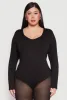 Plus Size Long Sleeve V Neck Bodysuit sold by Rainbow