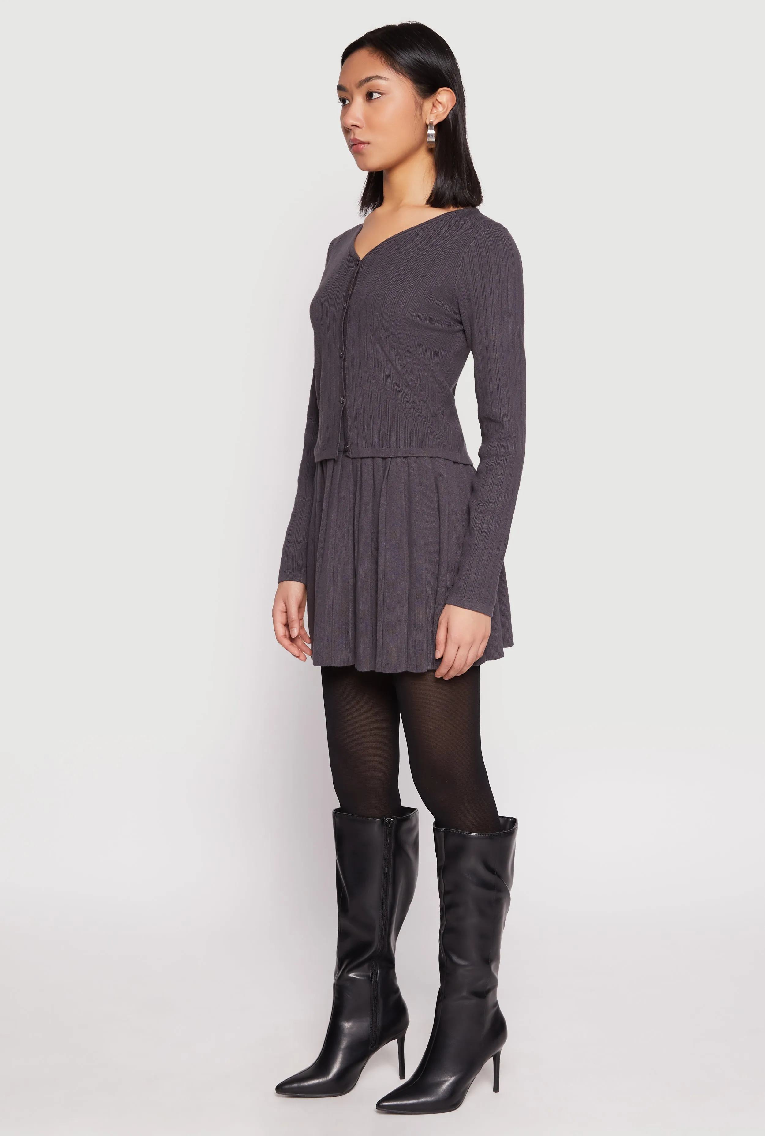 Ribbed Knit Long Sleeve Cardigan sold by Rainbow product image thumbnail 3