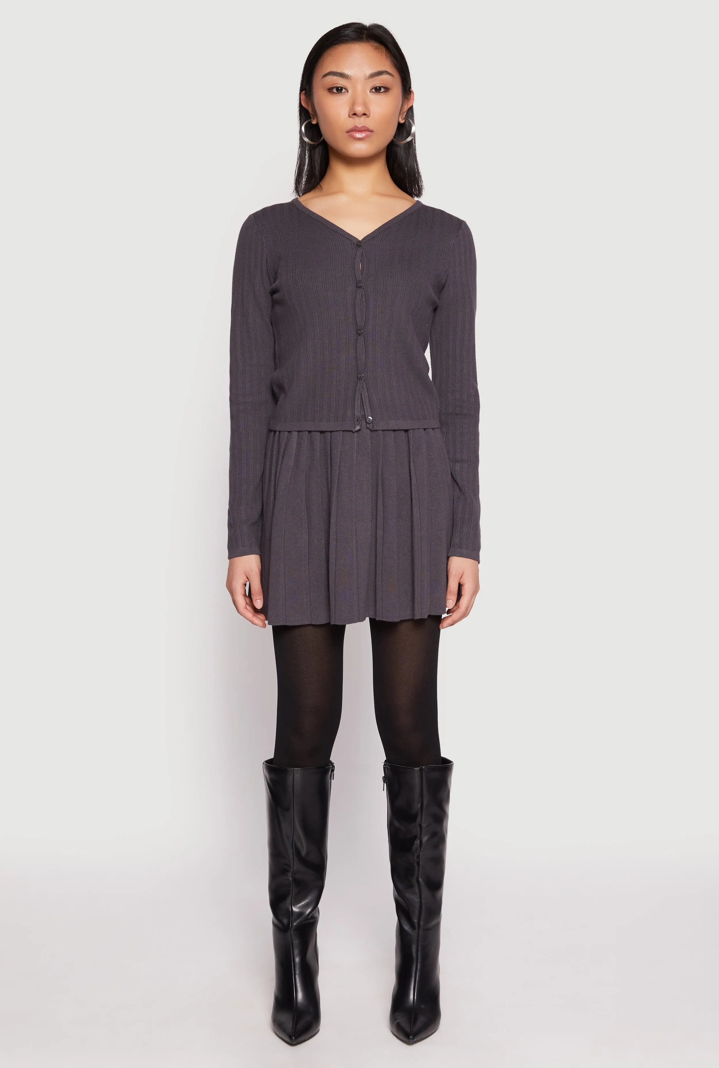 Ribbed Knit Long Sleeve Cardigan sold by Rainbow product image thumbnail 2