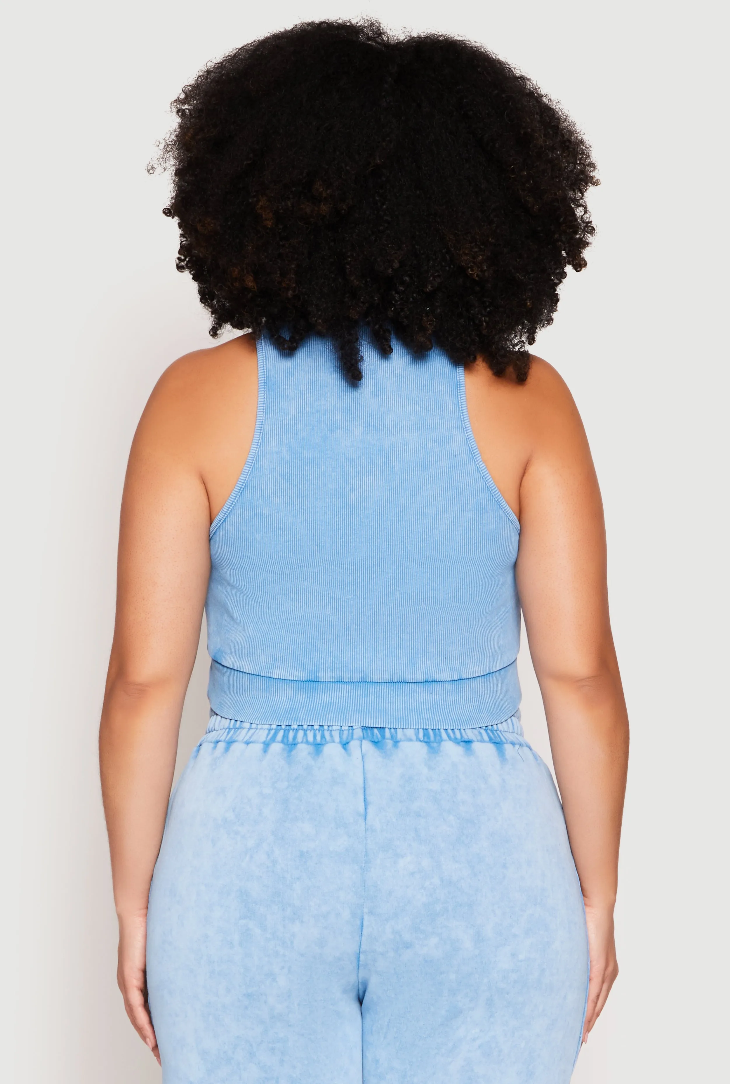 Plus Size Ribbed Knit Acid Wash Racerback Crop Top sold by Rainbow product image thumbnail 5