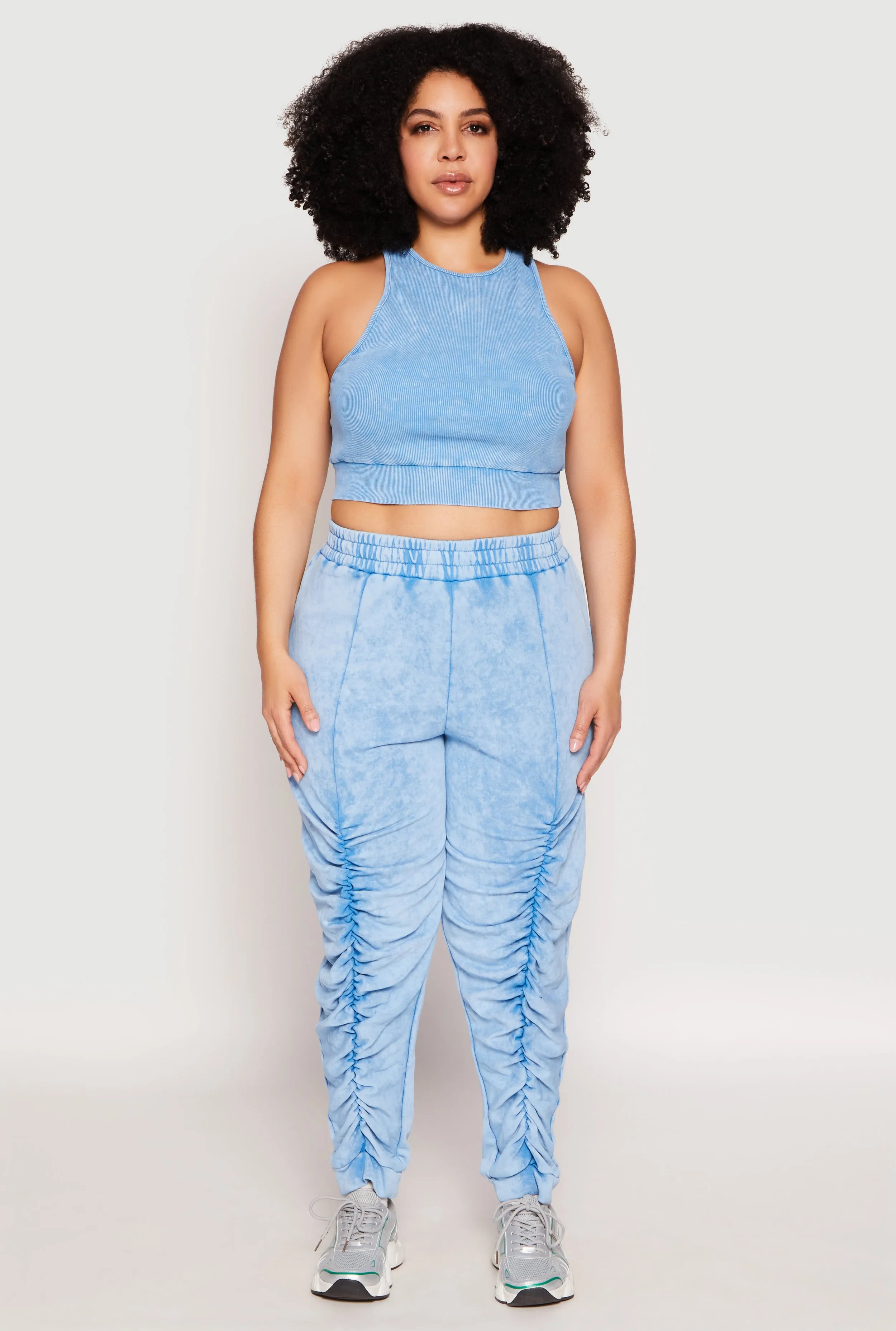 Plus Size Ribbed Knit Acid Wash Racerback Crop Top sold by Rainbow product image thumbnail 2