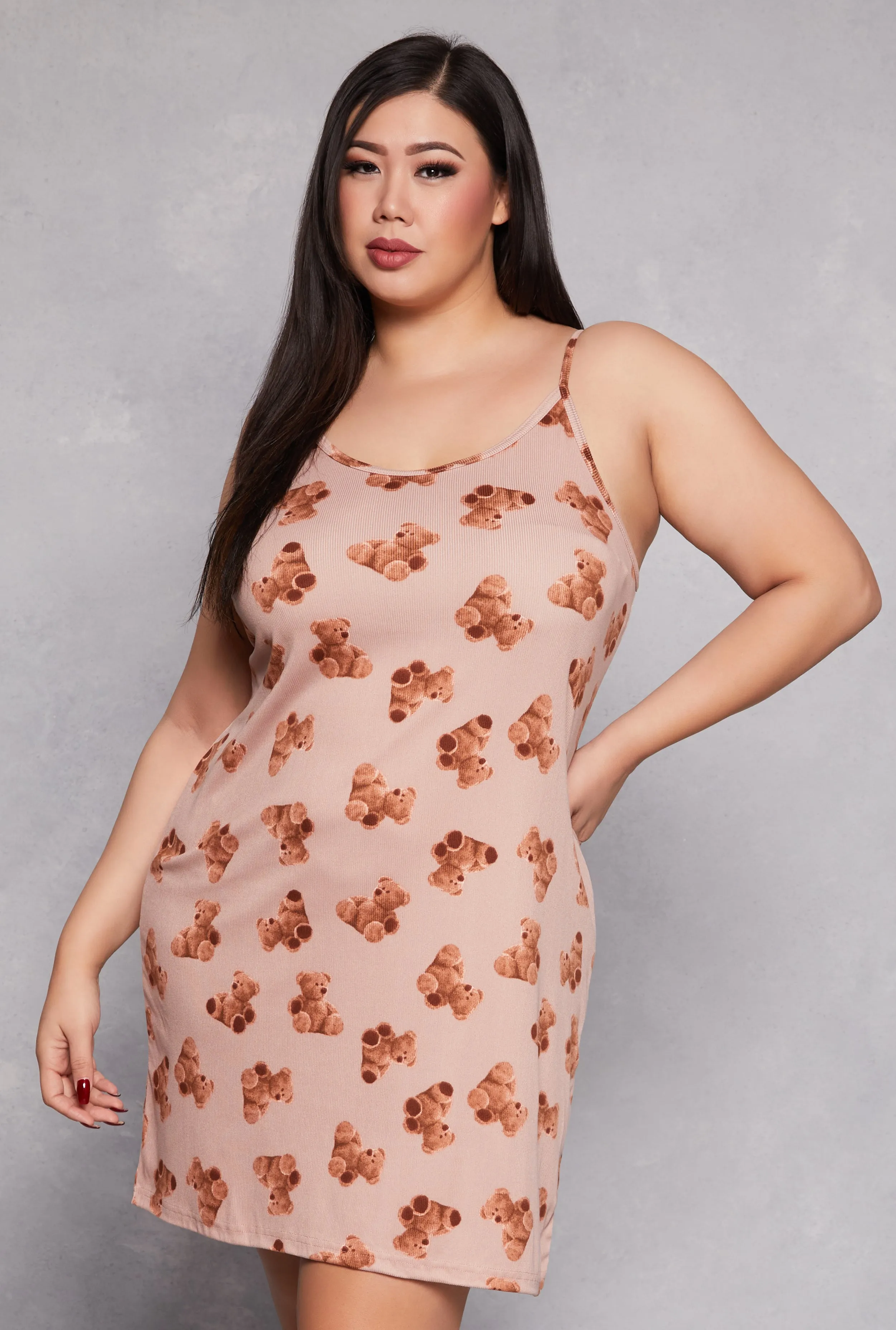 Plus Size Bear Print Cami Nightgown with Robe sold by Rainbow product image thumbnail 3