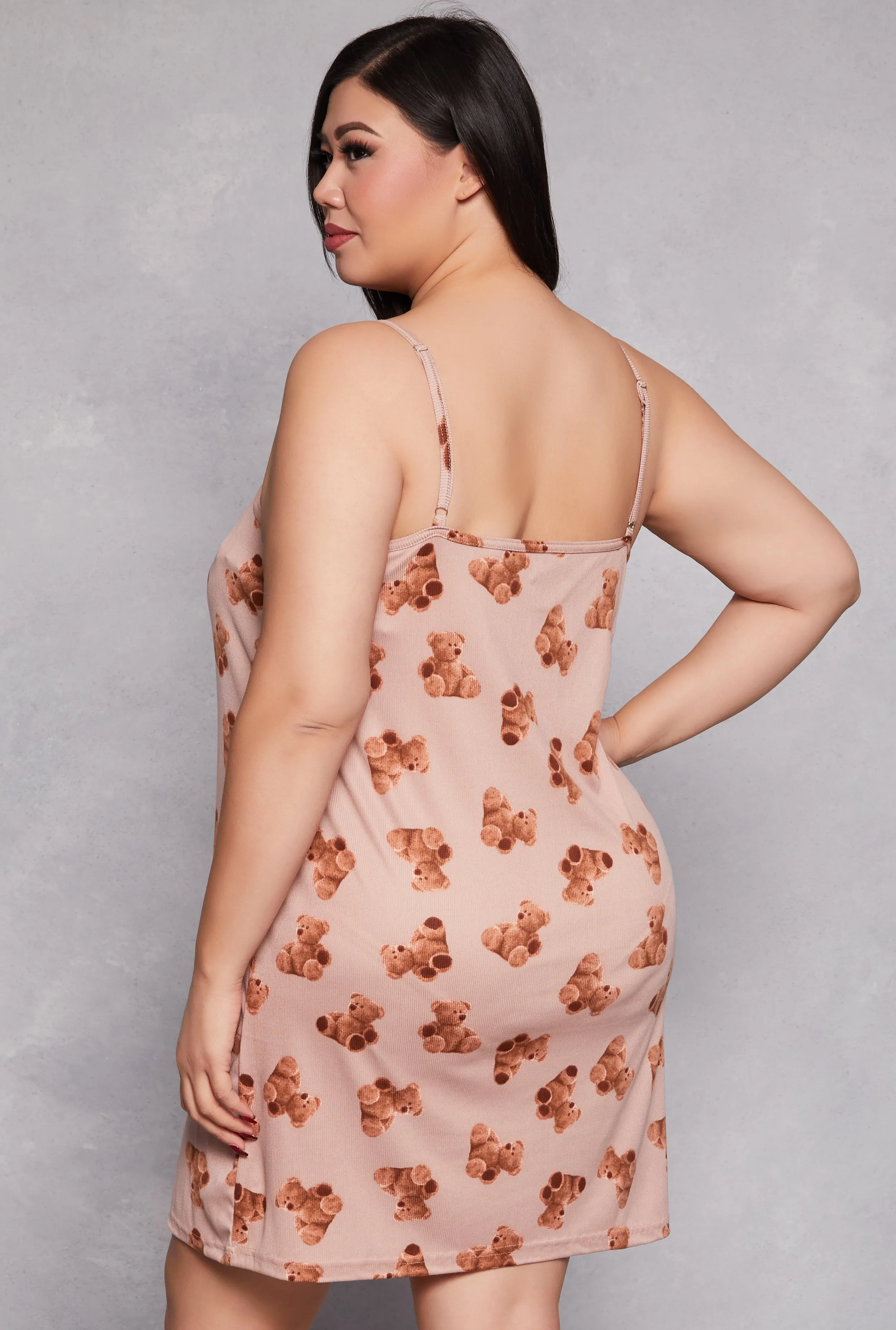 Plus Size Bear Print Cami Nightgown with Robe sold by Rainbow product image thumbnail 5