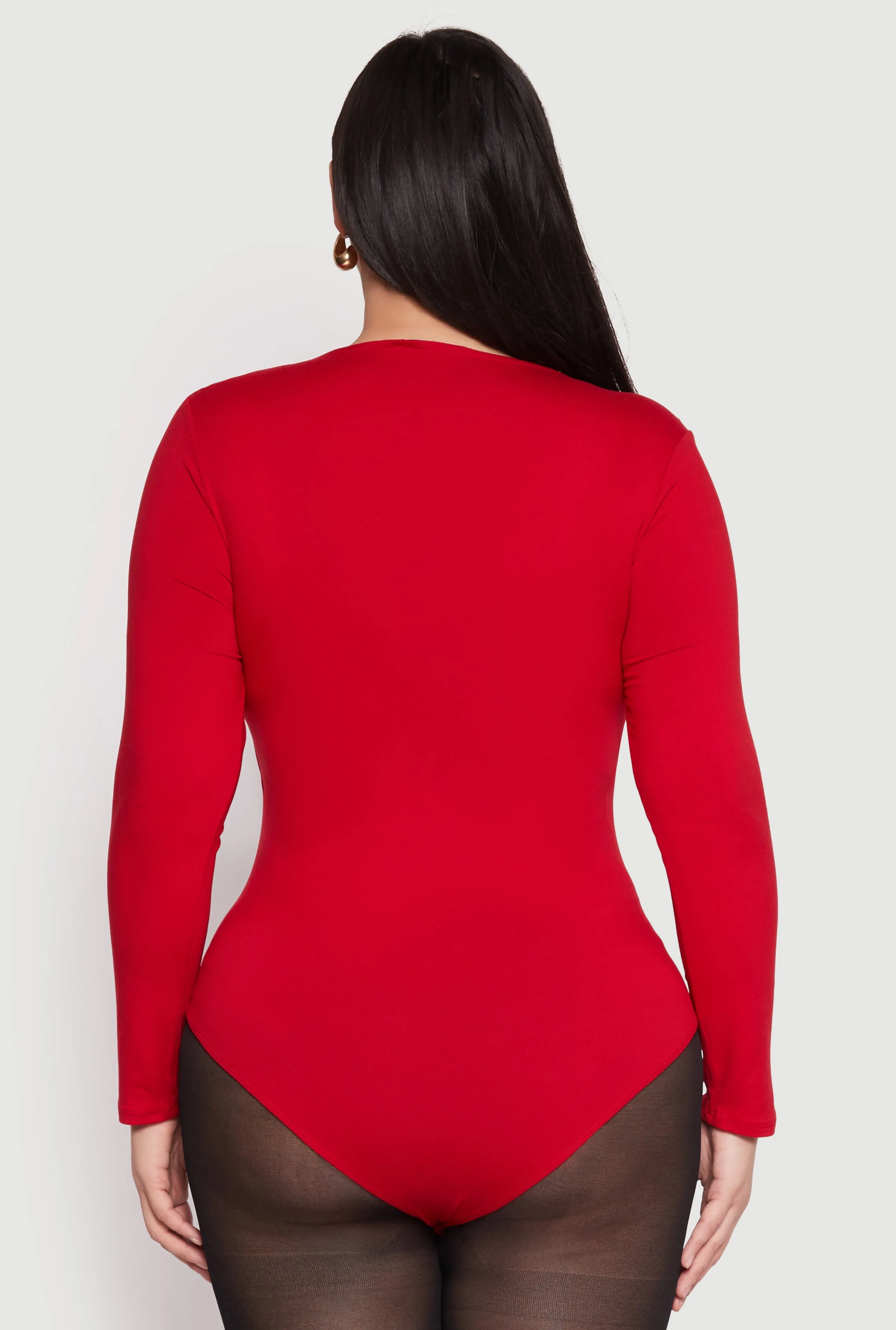 Plus Size Long Sleeve V Neck Bodysuit sold by Rainbow product image thumbnail 5