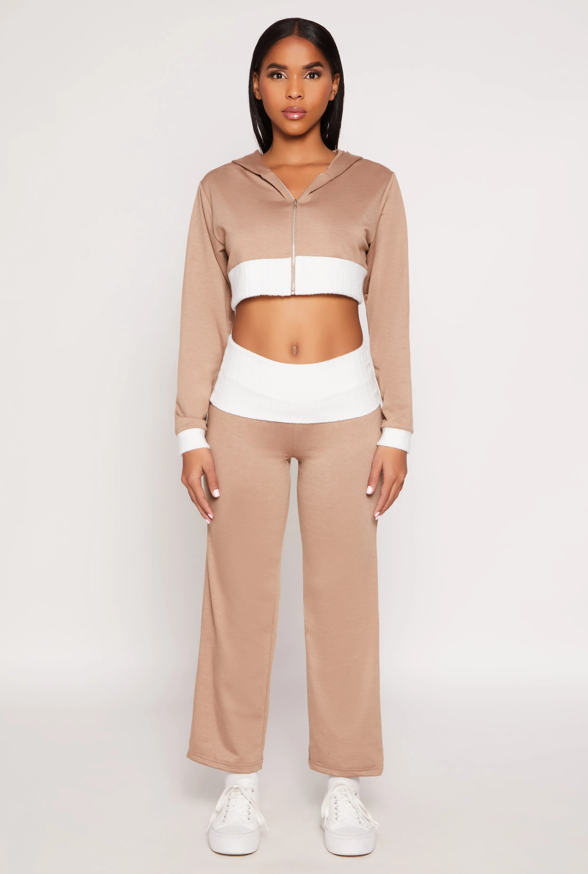 Two Tone Waistband High Waist Sweatpants sold by Rainbow