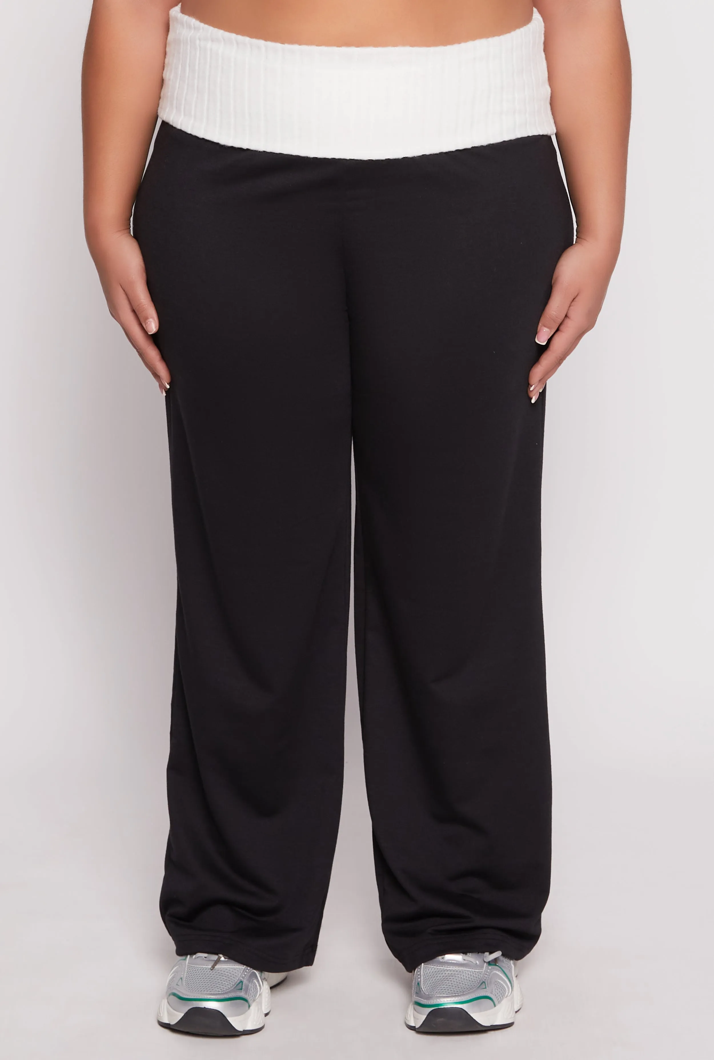 Plus Size Two Tone Waistband Wide Leg Sweatpants sold by Rainbow product image thumbnail 2