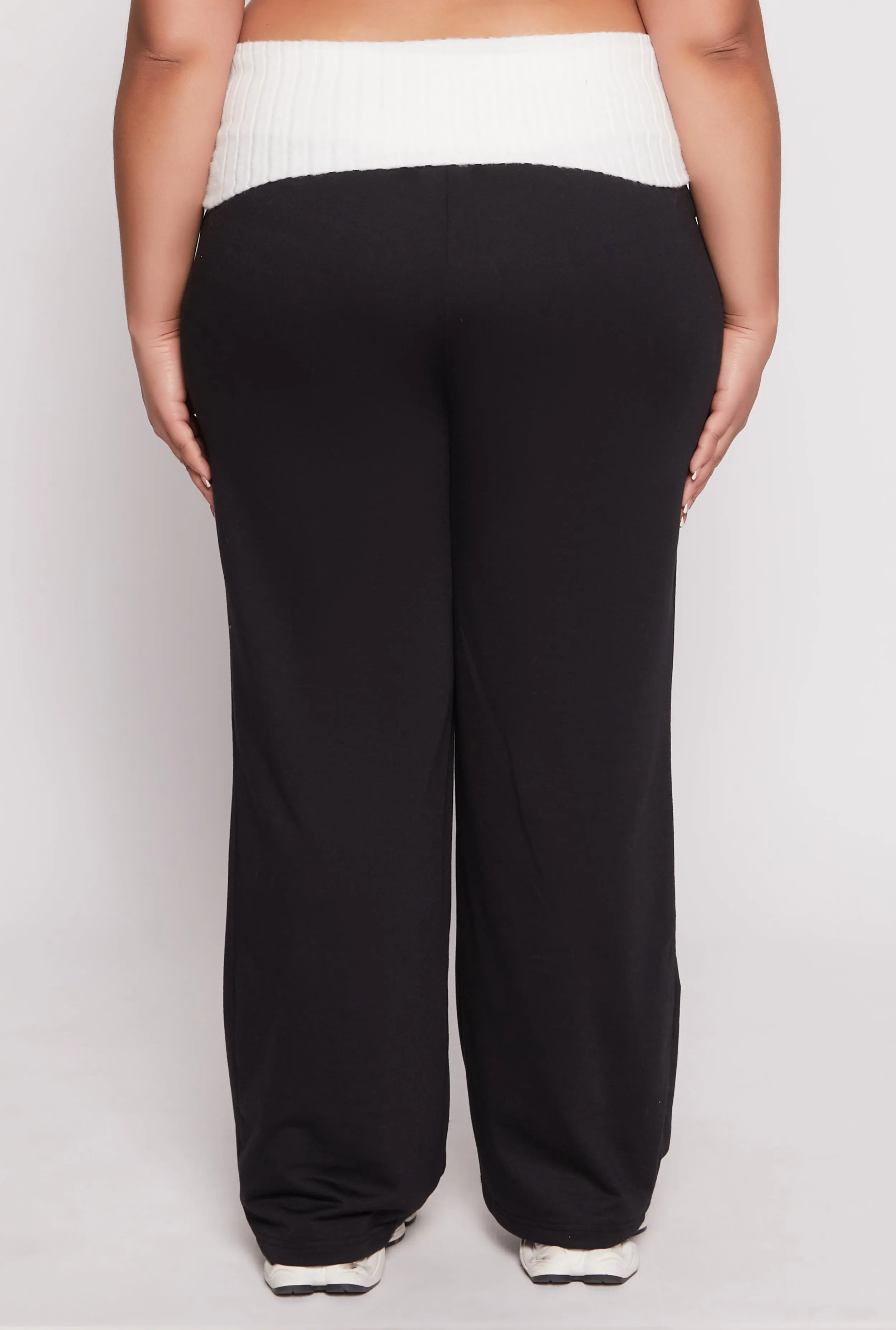 Plus Size Two Tone Waistband Wide Leg Sweatpants sold by Rainbow product image thumbnail 3