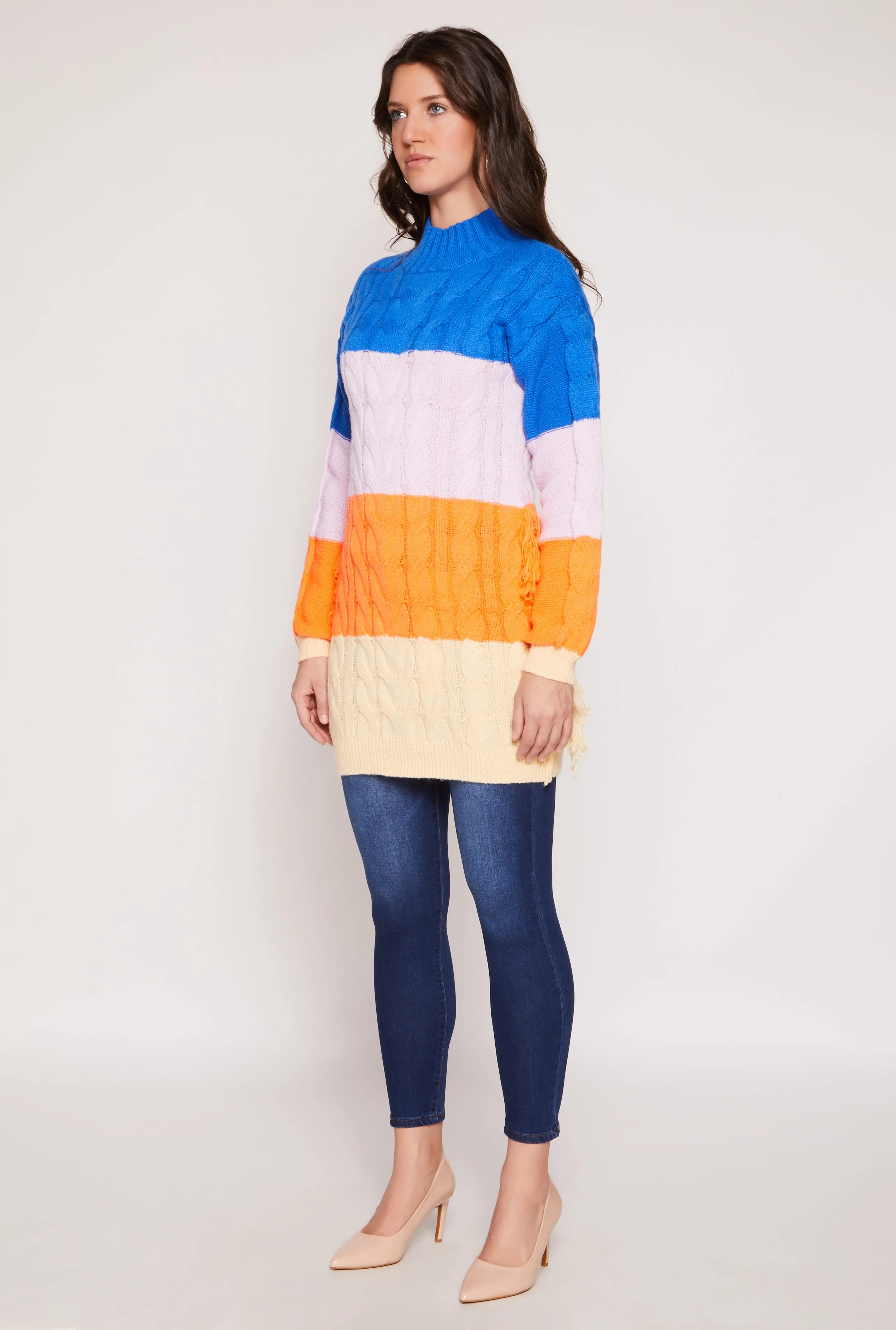 Daisy Cable Knit Fringe Side Tunic Sweater sold by Rainbow product image thumbnail 3