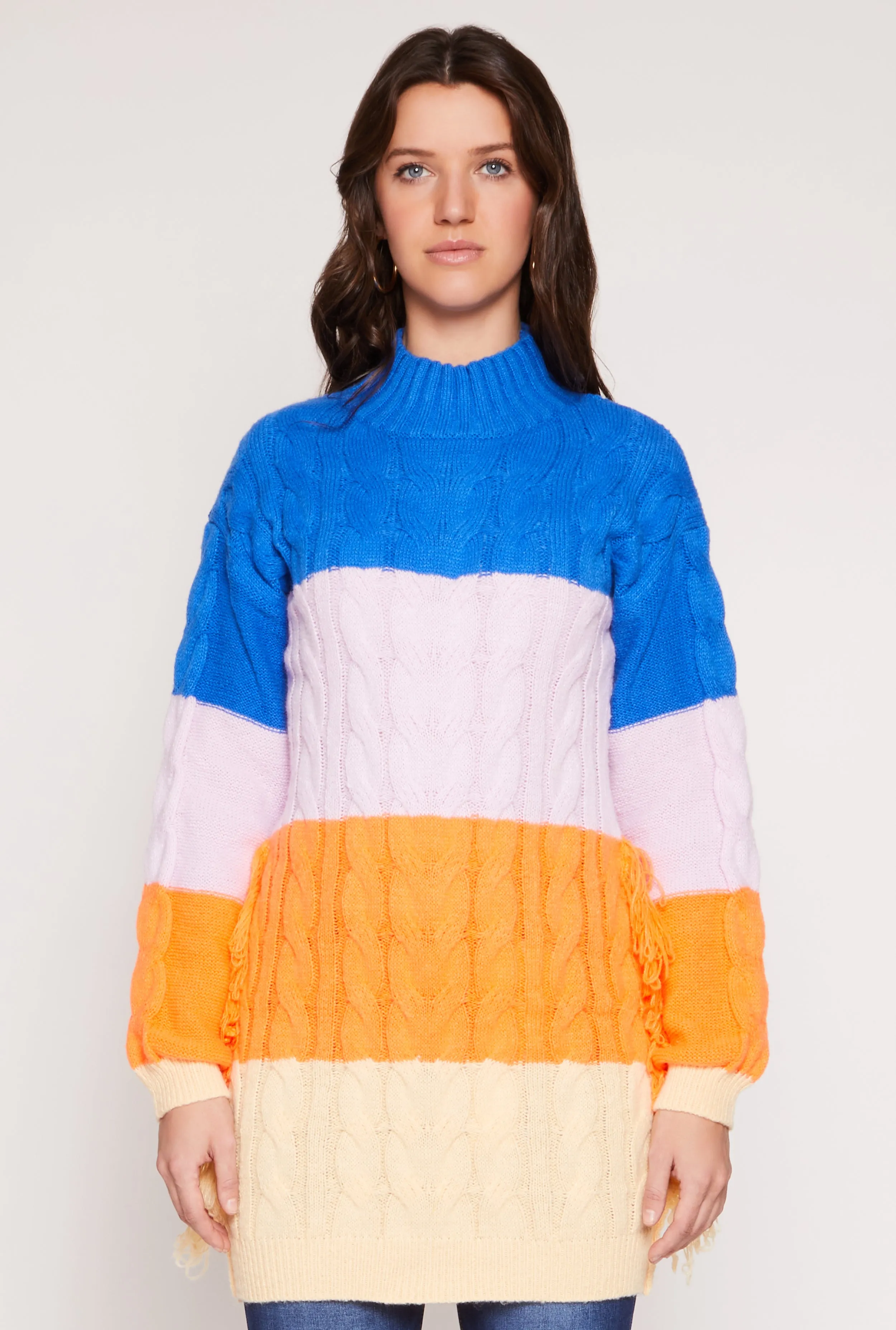 Daisy Cable Knit Fringe Side Tunic Sweater sold by Rainbow product image thumbnail 2