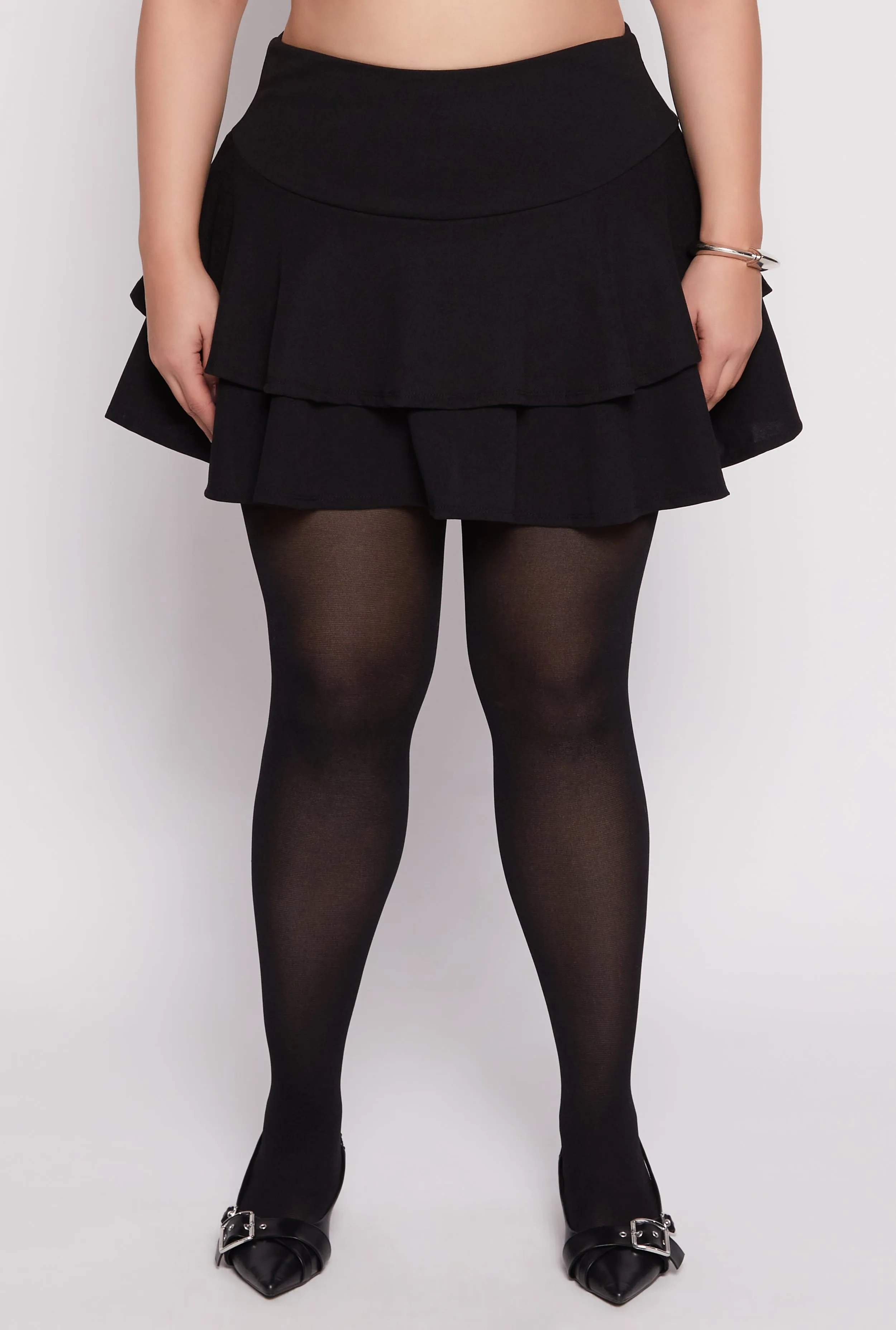 Plus Size High Waist Tiered Skort sold by Rainbow product image thumbnail 2