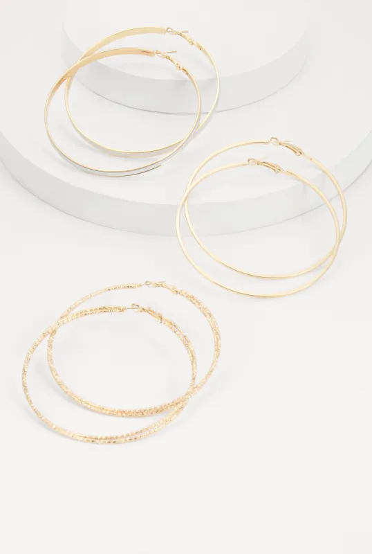 Assorted Metallic Hoop Earring Trio sold by Rainbow