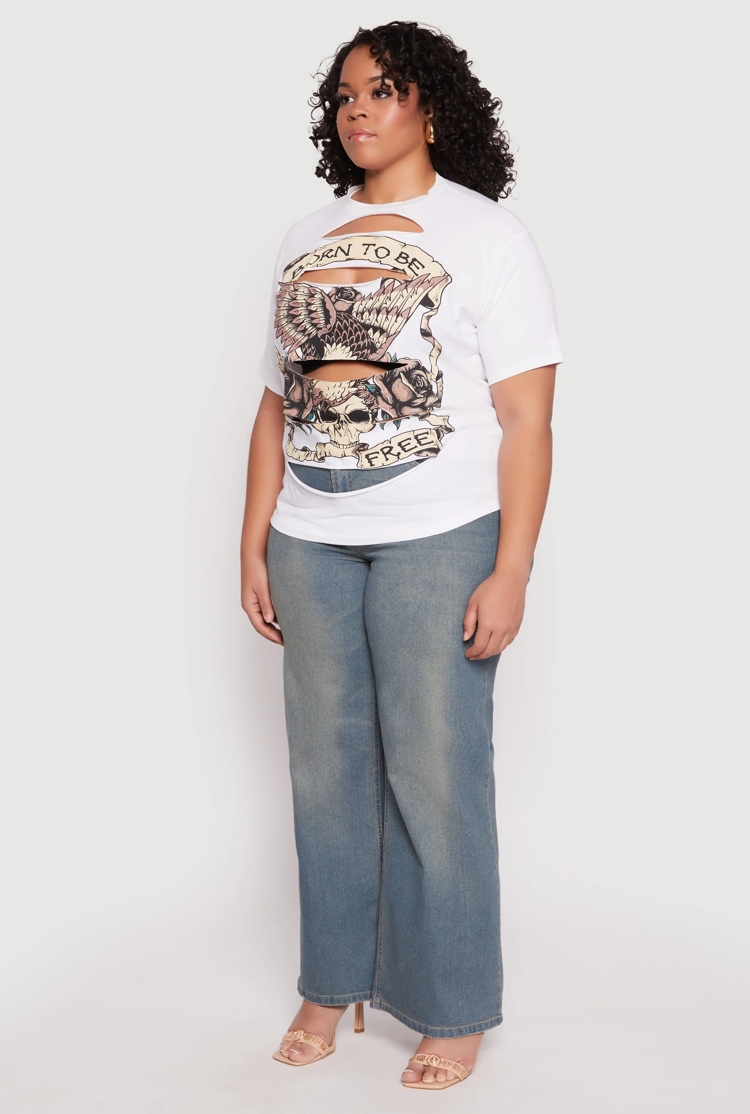 Plus Size Slashed Born To Be Free Tee sold by Rainbow product image thumbnail 3