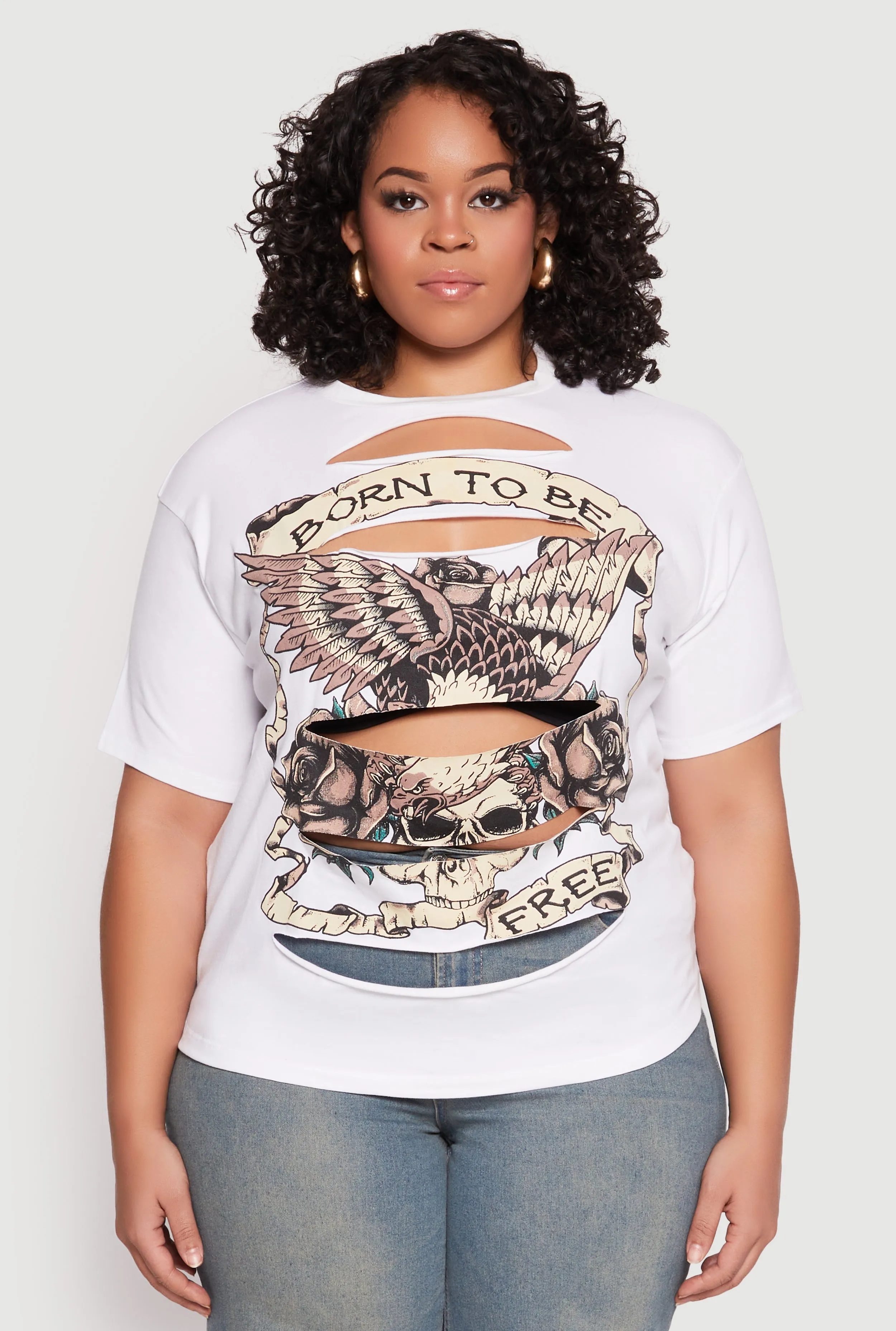 Plus Size Slashed Born To Be Free Tee sold by Rainbow product image thumbnail 2