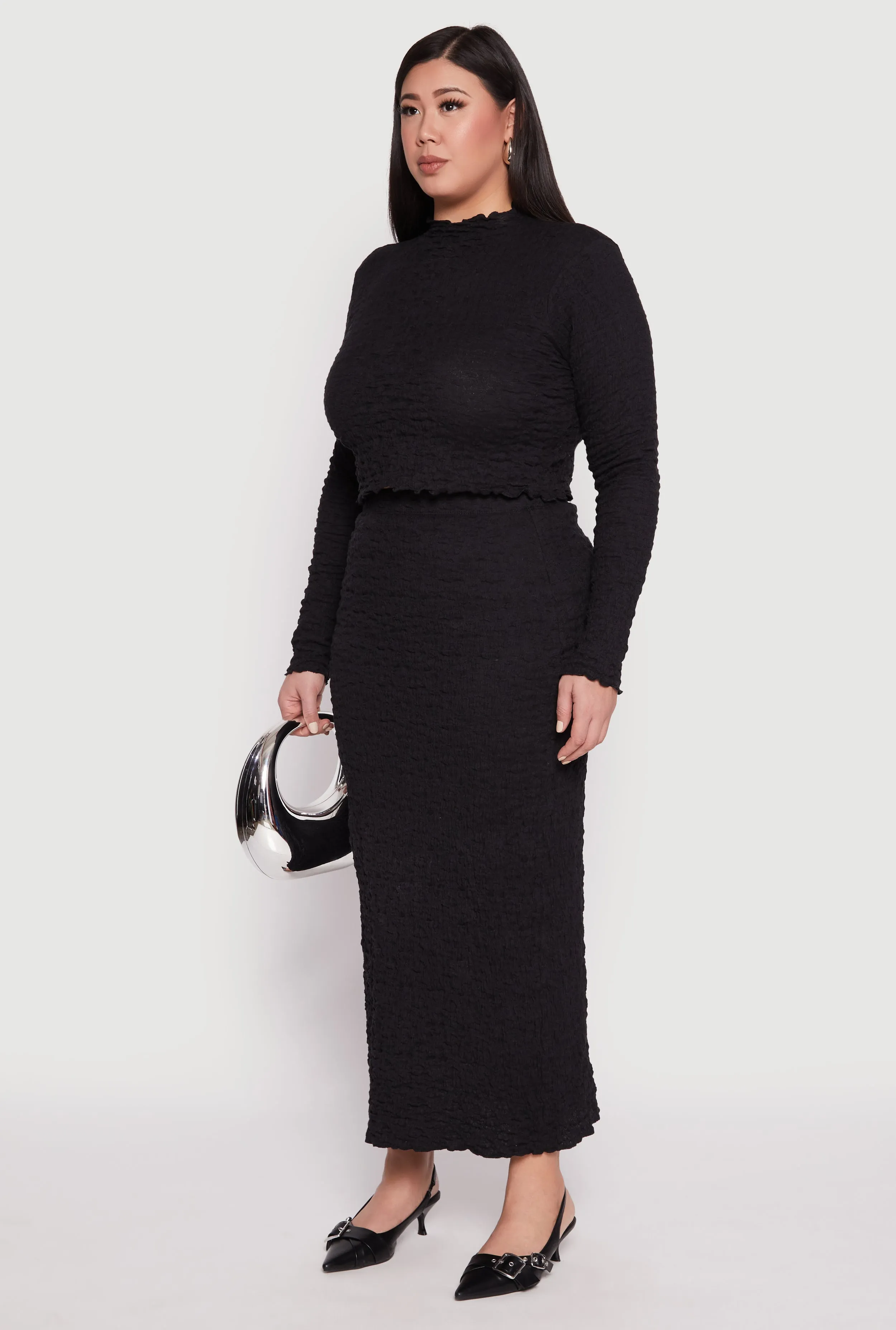 Plus Size Almost Famous Textured Knit Funnel Neck Top sold by Rainbow product image thumbnail 3