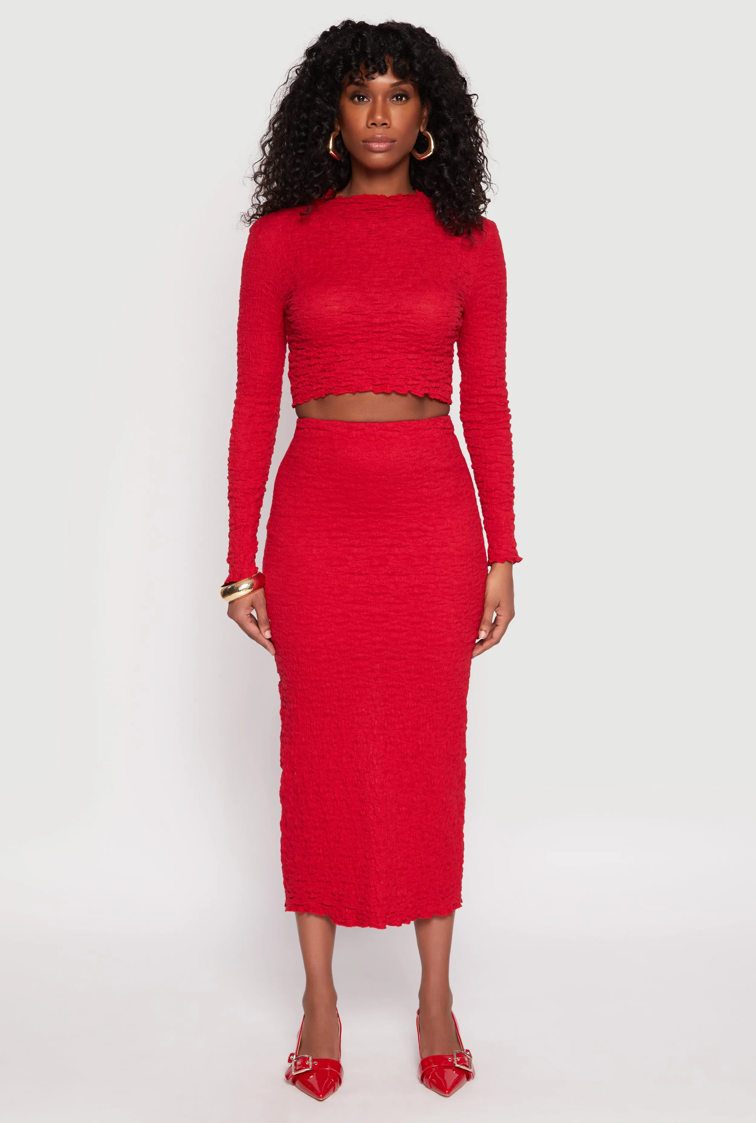Almost Famous Textured Knit Back Slit Skirt sold by Rainbow