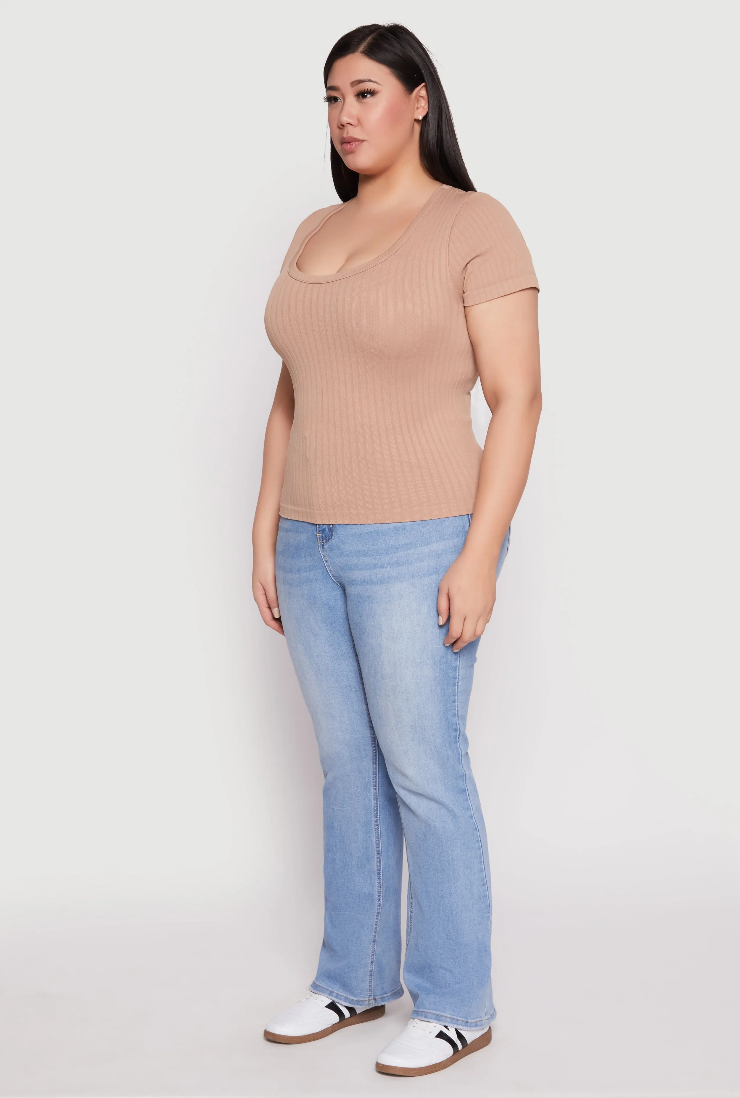 Plus Size Basic Ribbed Knit Seamless Top sold by Rainbow product image thumbnail 3